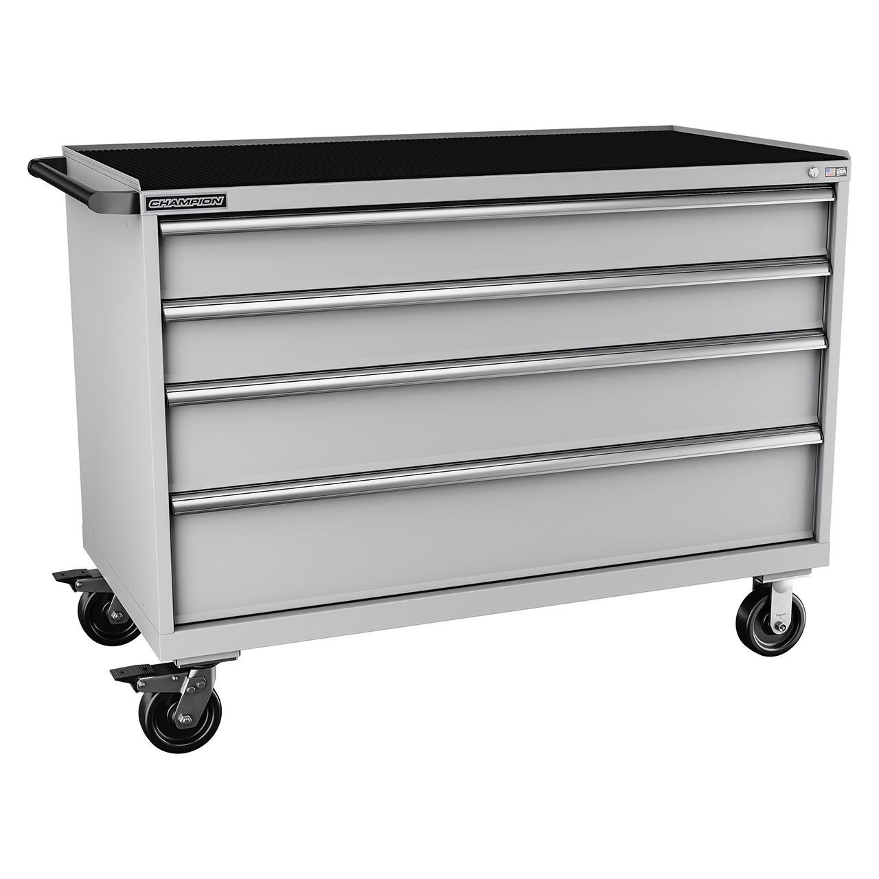 Champion Tool Storage DWS1500-0401IL-MB8-RT-LG | 56-1/2" Width x 43-1/4" Height x 22-1/2" Depth 4 Drawer Powder Coated Steel Mobile Modular Cabinet - Light Gray