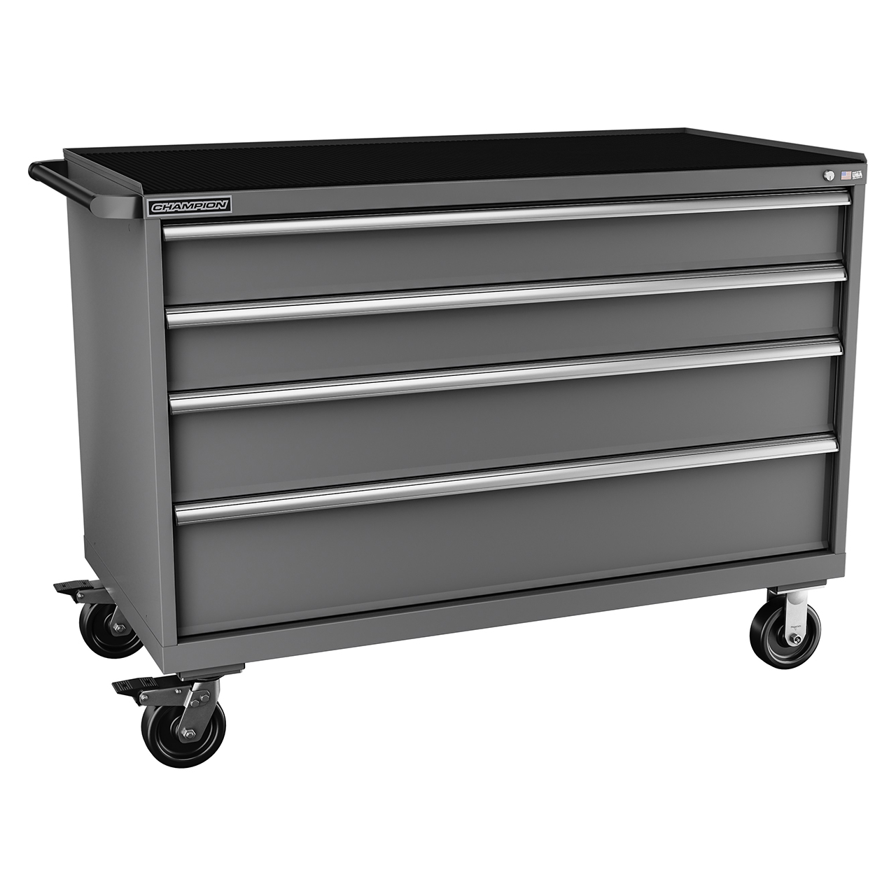 Champion Tool Storage DWS1500-0401IL-MB8-RT-DG | 56-1/2" Width x 43-1/4" Height x 22-1/2" Depth 4 Drawer Powder Coated Steel Mobile Modular Cabinet - Dark Gray