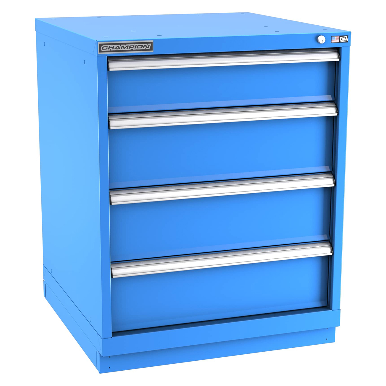 Champion Tool Storage SW1500-0401-ILC-FTB-BB | 28-1/4" Width x 35-7/8" Height x 28-1/2" Depth 4 Drawer 29 Compartments Powder Coated Steel Modular Drawer Cabinet - Bright Blue