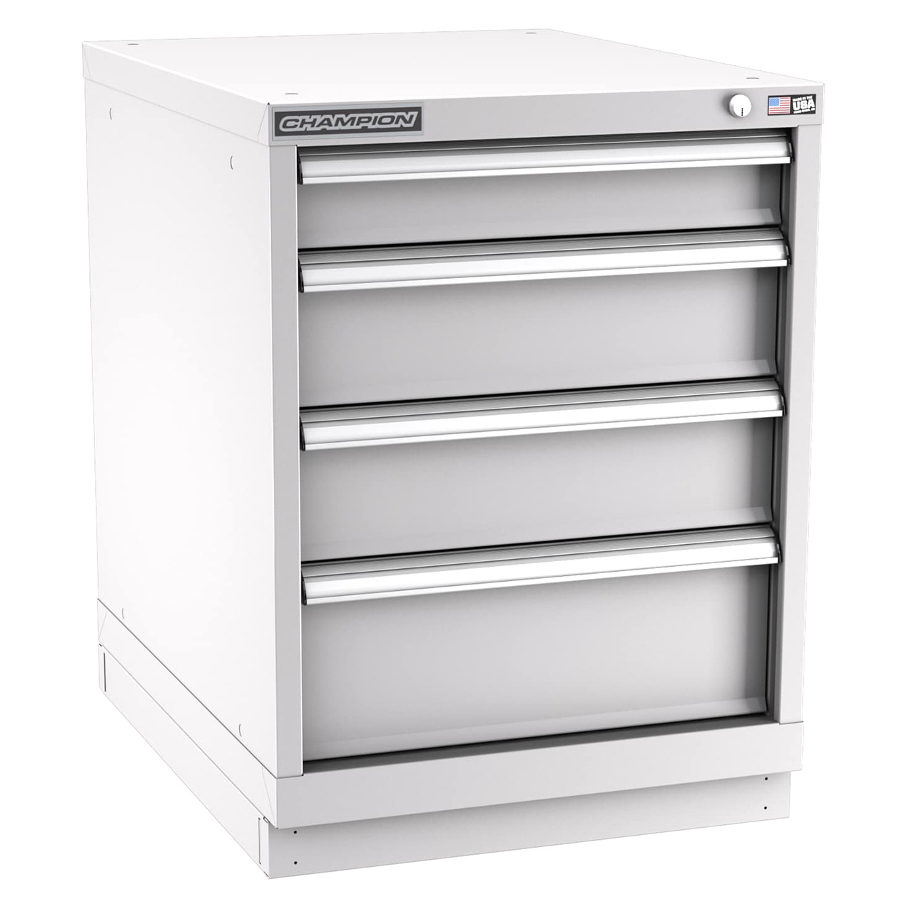 Champion Tool Storage NW1200-0401-ILC-FTB-LG | 22-3/16" Width x 29-7/8" Height x 28-1/2" Depth 4 Drawer 33 Compartments Powder Coated Steel Modular Drawer Cabinet - Light Gray