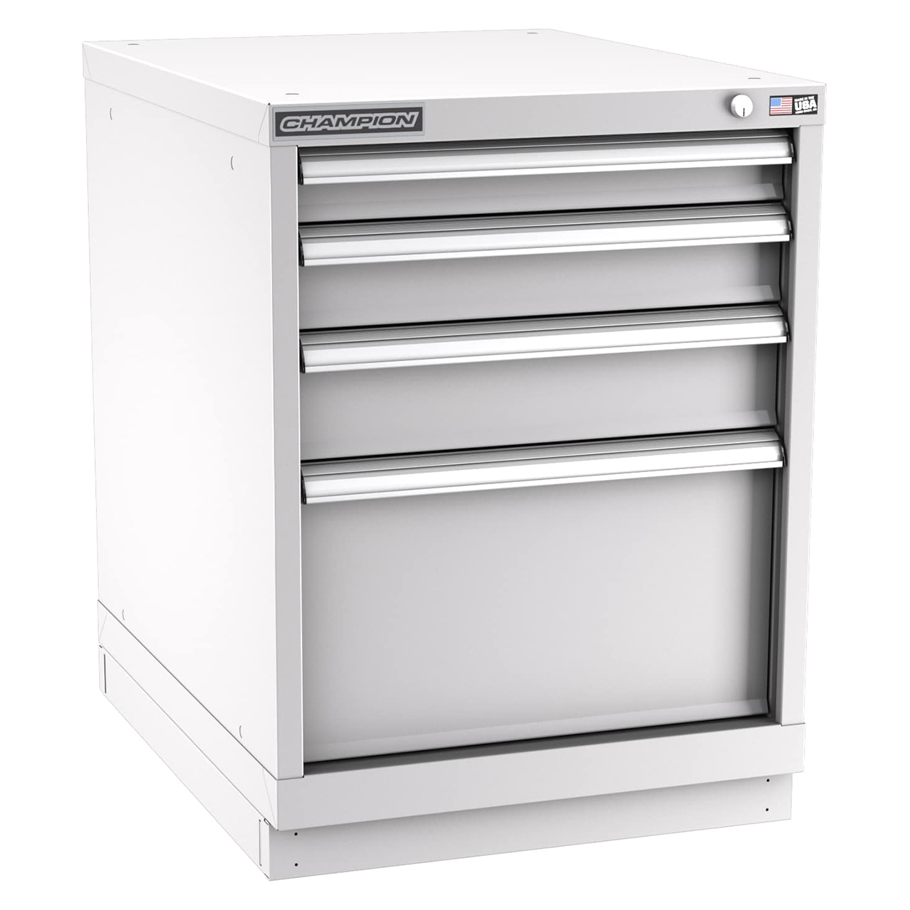 Champion Tool Storage NW1200-0402-ILC-FTB-LG | 22-3/16" Width x 29-7/8" Height x 28-1/2" Depth 4 Drawer 29 Compartments Powder Coated Steel Modular Drawer Cabinet - Light Gray