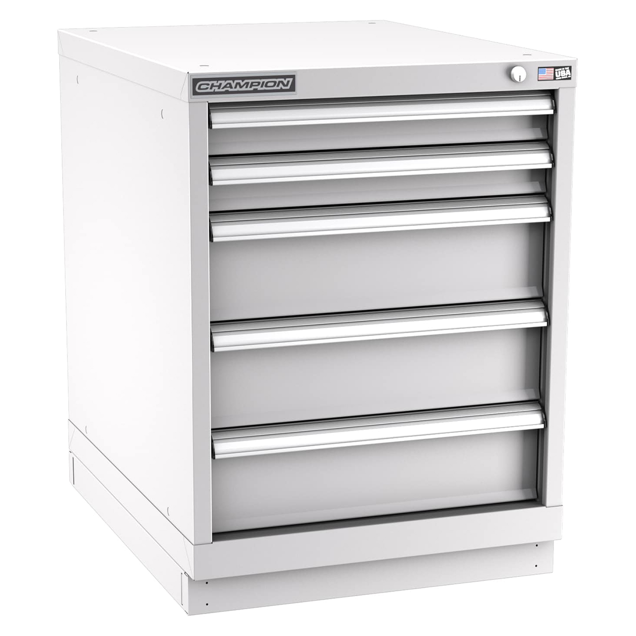 Champion Tool Storage NW1200-0501-ILC-FTB-LG | 22-3/16" Width x 29-7/8" Height x 28-1/2" Depth 5 Drawer 42 Compartments Powder Coated Steel Modular Drawer Cabinet - Light Gray