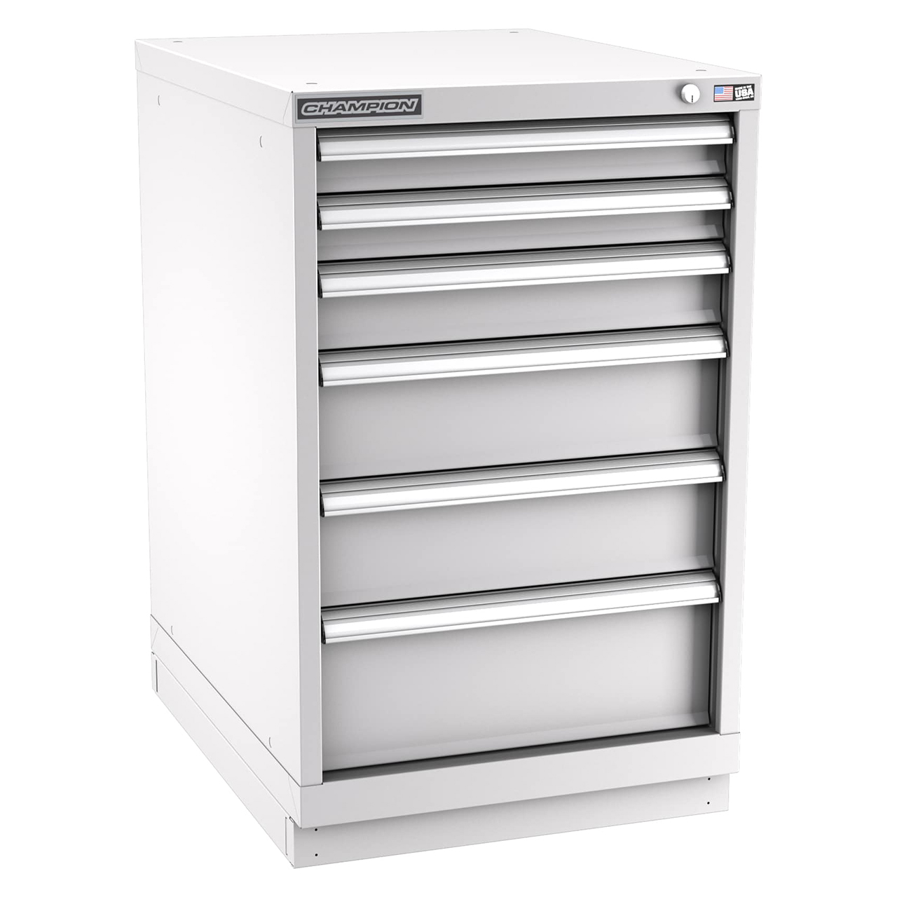Champion Tool Storage NW1500-0602-ILC-FTB-LG | 22-3/16" Width x 35-7/8" Height x 28-1/2" Depth 6 Drawer 63 Compartments Powder Coated Steel Modular Drawer Cabinet - Light Gray