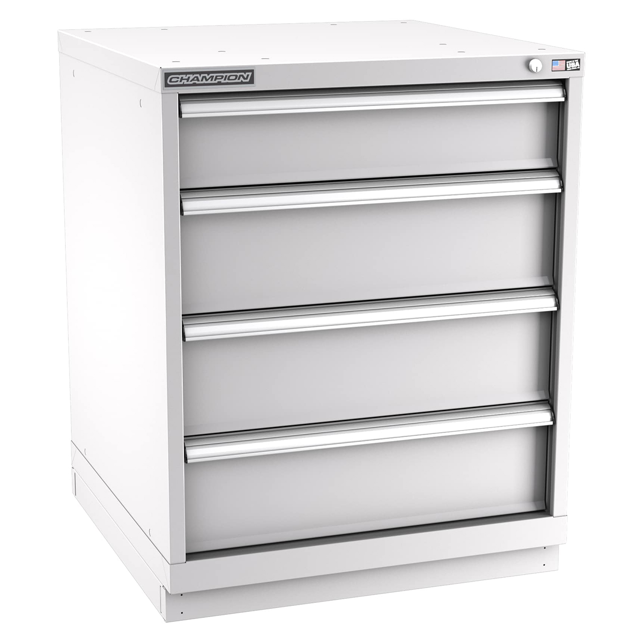Champion Tool Storage SW1500-0401-ILC-FTB-LG | 28-1/4" Width x 35-7/8" Height x 28-1/2" Depth 4 Drawer 29 Compartments Powder Coated Steel Modular Drawer Cabinet - Light Gray