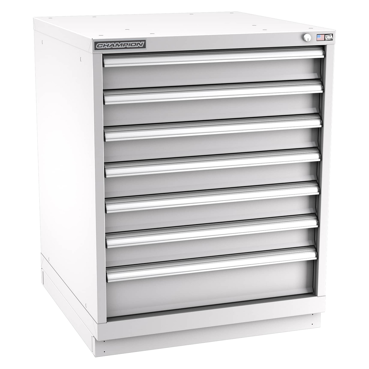 Champion Tool Storage SW1500-0701-ILC-FTB-LG | 28-1/4" Width x 35-7/8" Height x 28-1/2" Depth 7 Drawer 73 Compartments Powder Coated Steel Modular Drawer Cabinet - Light Gray