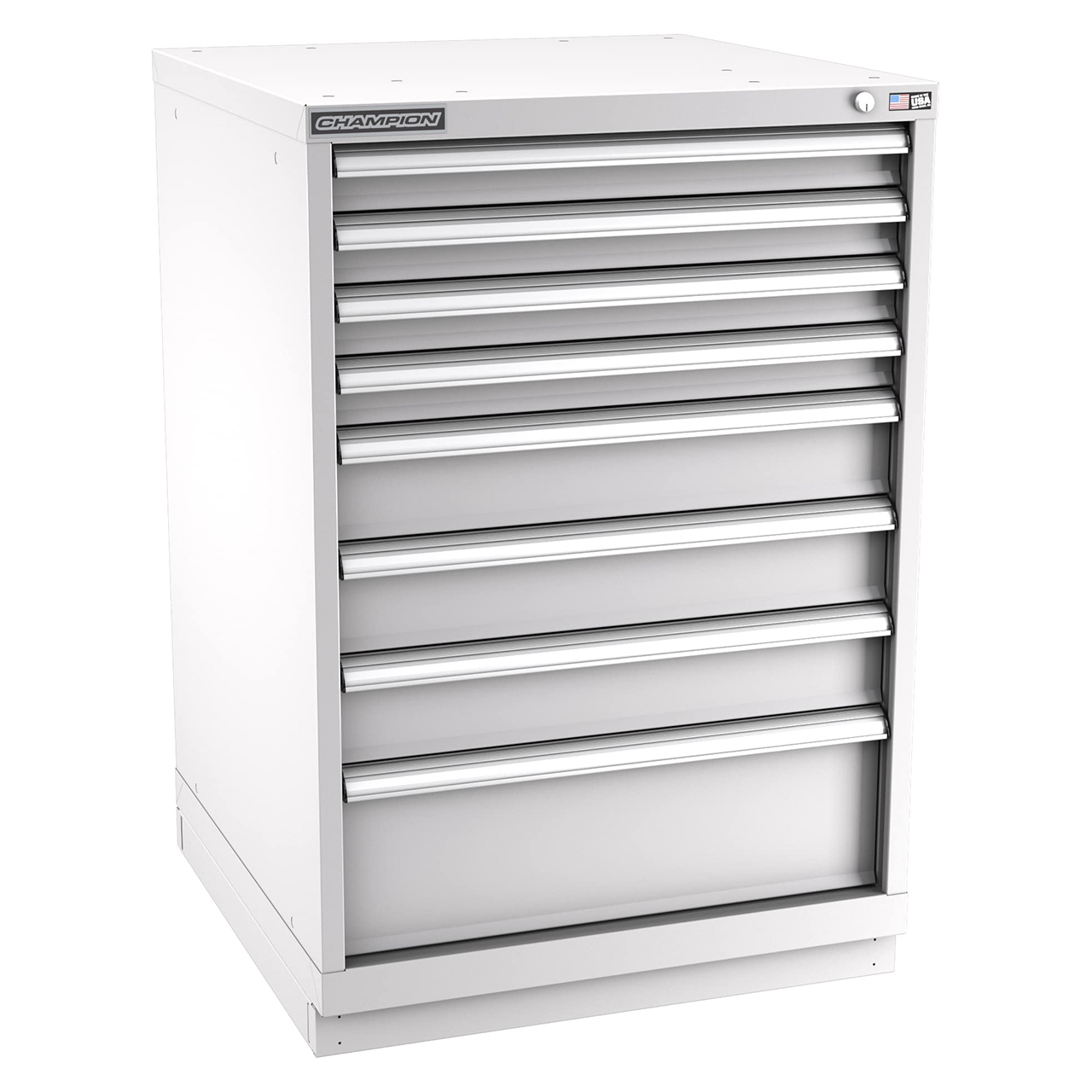 Champion Tool Storage SW1800-0801-ILC-FTB-LG | 28-1/4" Width x 41-3/4" Height x 28-1/2" Depth 8 Drawer 156 Compartments Powder Coated Steel Modular Drawer Cabinet - Light Gray