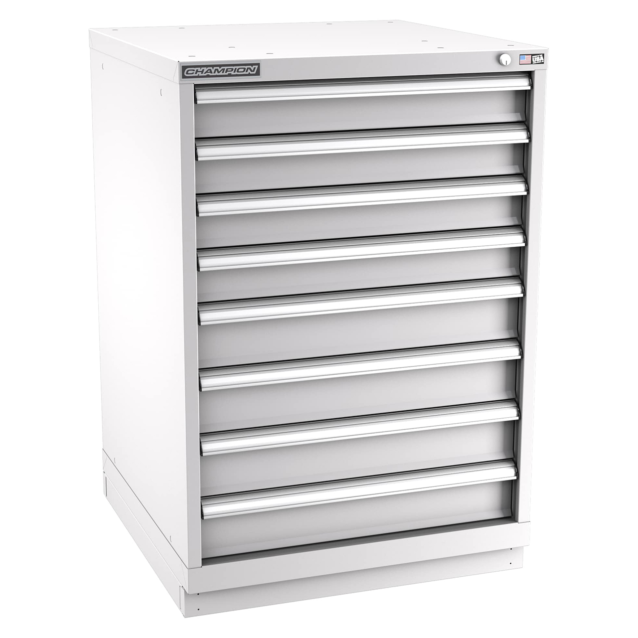 Champion Tool Storage SW1800-0802-ILC-FTB-LG | 28-1/4" Width x 41-3/4" Height x 28-1/2" Depth 8 Drawer 168 Compartments Powder Coated Steel Modular Drawer Cabinet - Light Gray