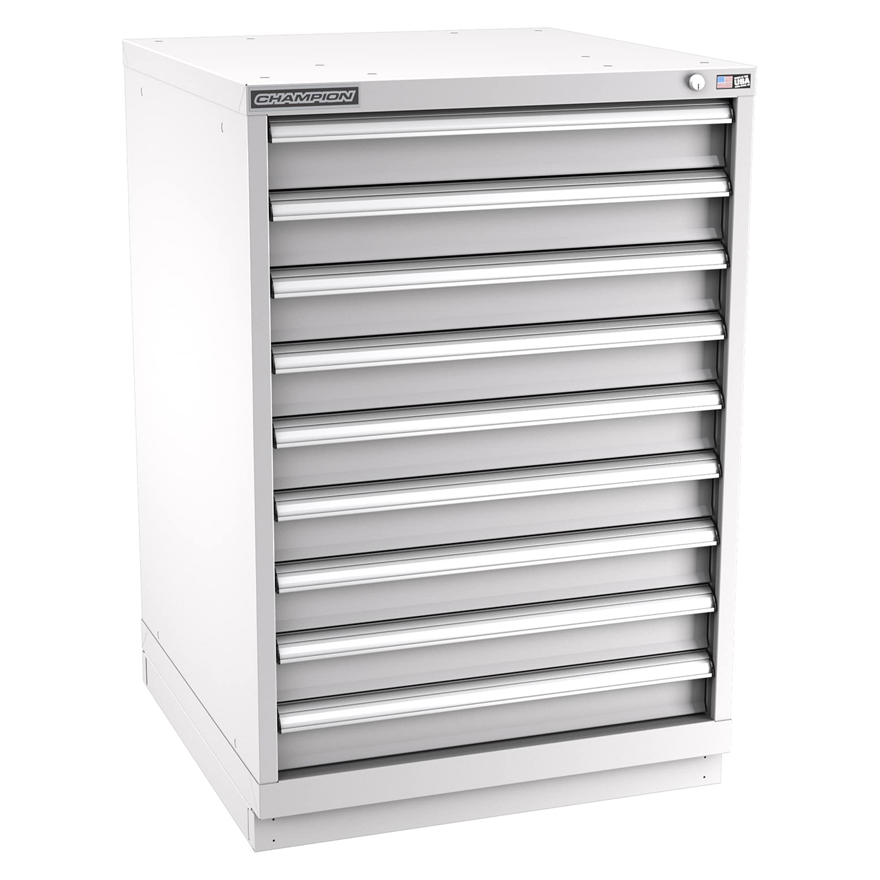 Champion Tool Storage SW1800-0902-ILC-FTB-LG | 28-1/4" Width x 41-3/4" Height x 28-1/2" Depth 9 Drawer 180 Compartments Powder Coated Steel Modular Drawer Cabinet - Light Gray