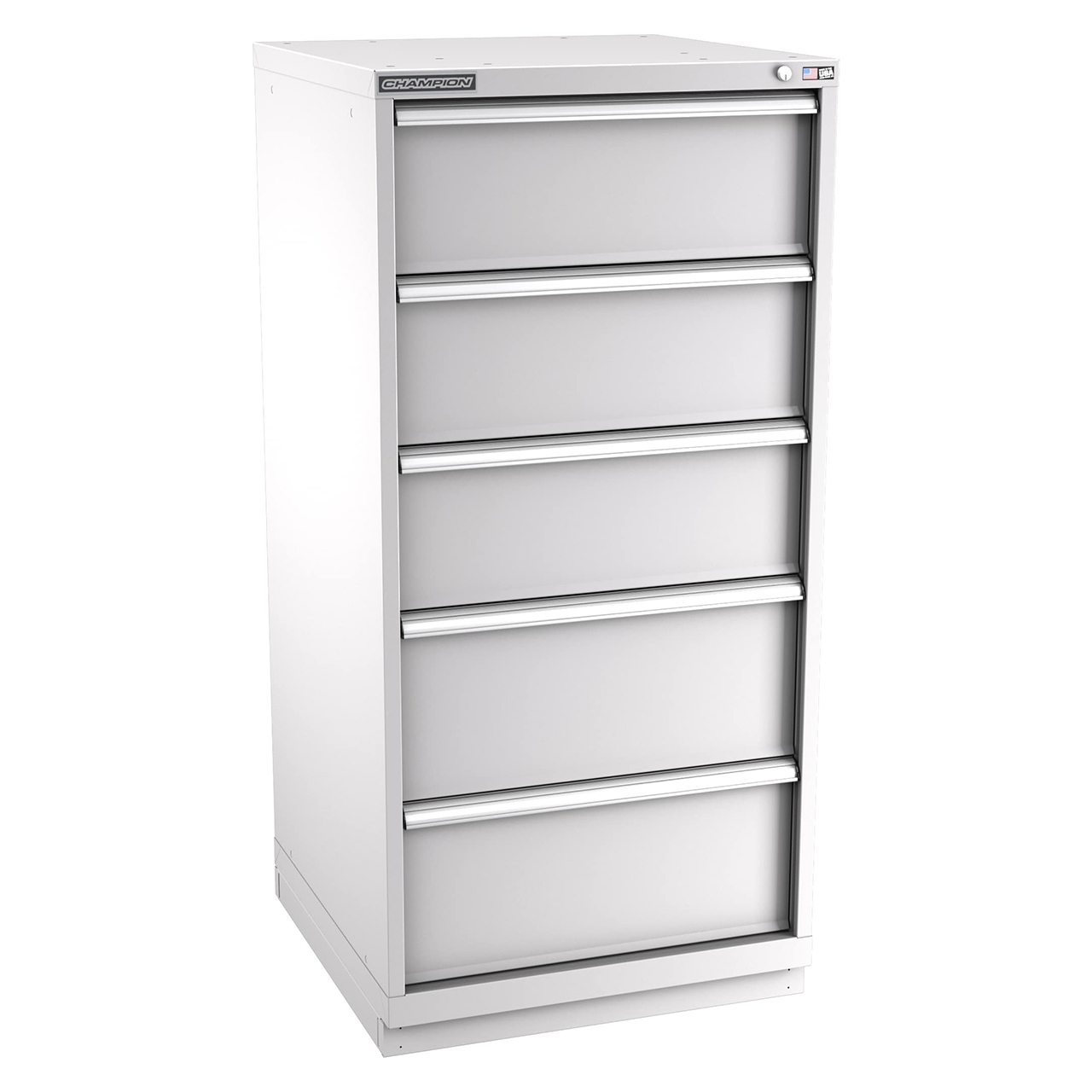Champion Tool Storage SW2700-0501-ILC-FTB-LG | 28-1/4" Width x 59-1/2" Height x 28-1/2" Depth 5 Drawer 20 Compartments Powder Coated Steel Modular Drawer Cabinet - Light Gray