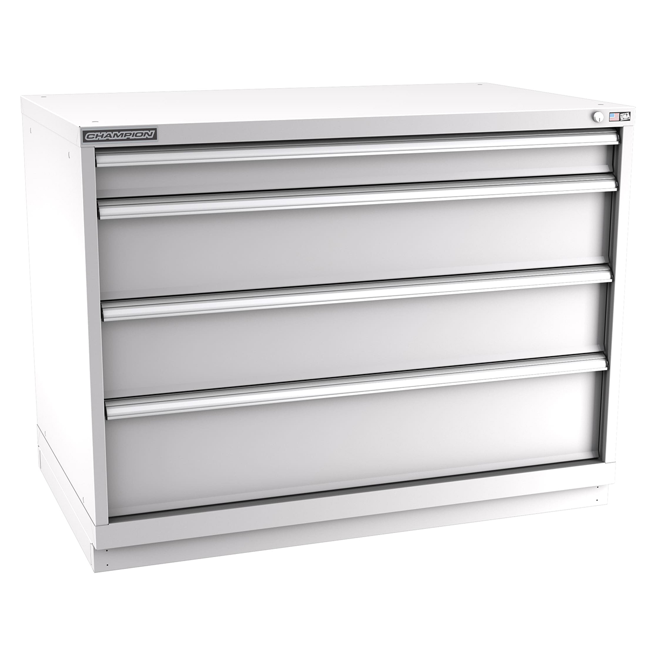 Champion Tool Storage EW1500-0402-ILC-FTB-LG | 47" Width x 35-7/8" Height x 28-1/2" Depth 4 Drawer 104 Compartments Powder Coated Steel Modular Drawer Cabinet - Light Gray
