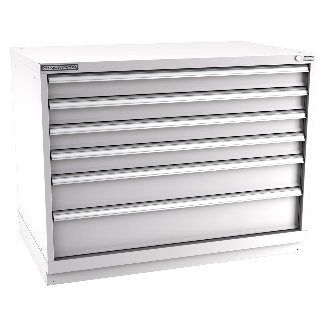 Champion Tool Storage EW1500-0601-ILC-FTB-LG | 47" Width x 35-7/8" Height x 28-1/2" Depth 6 Drawer 188 Compartments Powder Coated Steel Modular Drawer Cabinet - Light Gray