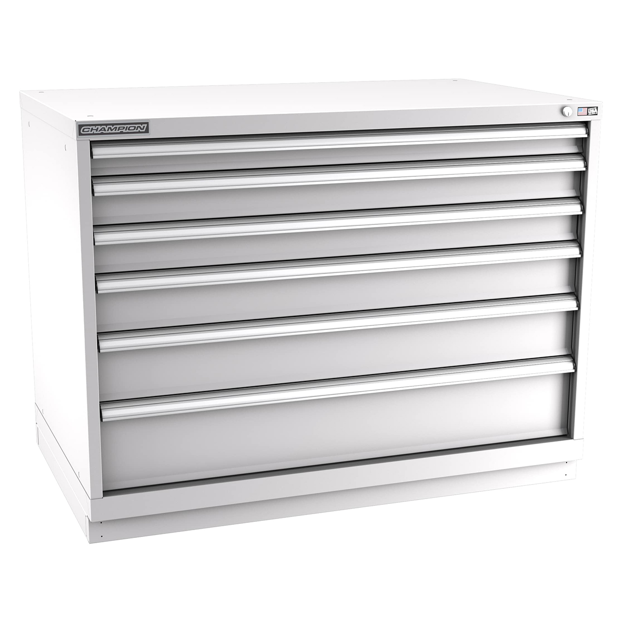 Champion Tool Storage EW1500-0602-ILC-FTB-LG | 47" Width x 35-7/8" Height x 28-1/2" Depth 6 Drawer 188 Compartments Powder Coated Steel Modular Drawer Cabinet - Light Gray