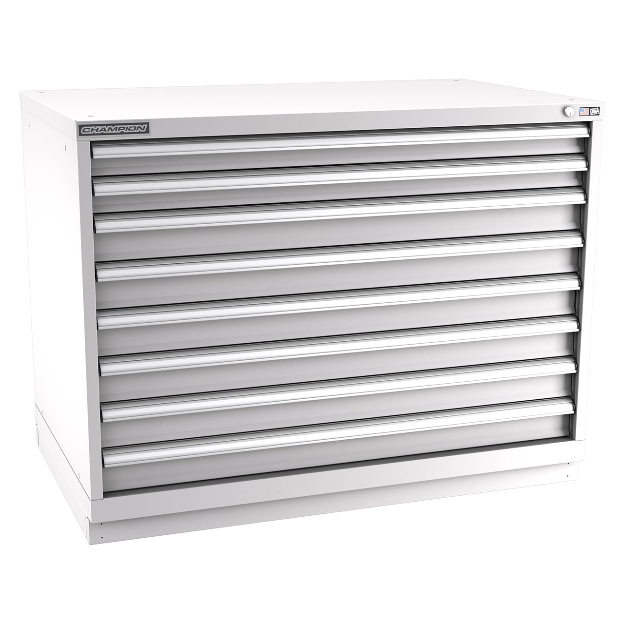 Champion Tool Storage EW1500-0801-ILC-FTB-LG | 47" Width x 35-7/8" Height x 28-1/2" Depth 8 Drawer 240 Compartments Powder Coated Steel Modular Drawer Cabinet - Light Gray