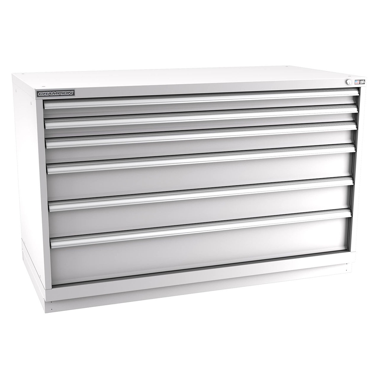 Champion Tool Storage DW1500-0601-ILC-FTB-LG | 56-1/2" Width x 35-7/8" Height x 28-1/2" Depth 6 Drawer 172 Compartments Powder Coated Steel Modular Drawer Cabinet - Light Gray