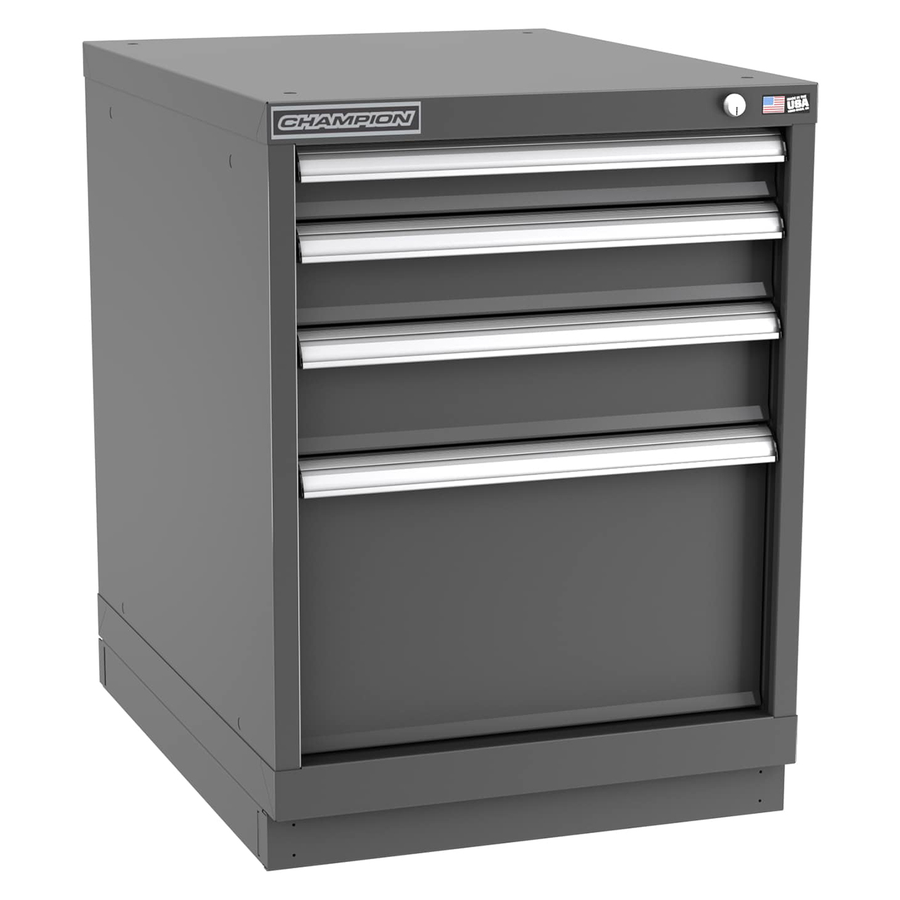 Champion Tool Storage NW1200-0402-ILC-FTB-DG | 22-3/16" Width x 29-7/8" Height x 28-1/2" Depth 4 Drawer 29 Compartments Powder Coated Steel Modular Drawer Cabinet - Dark Gray