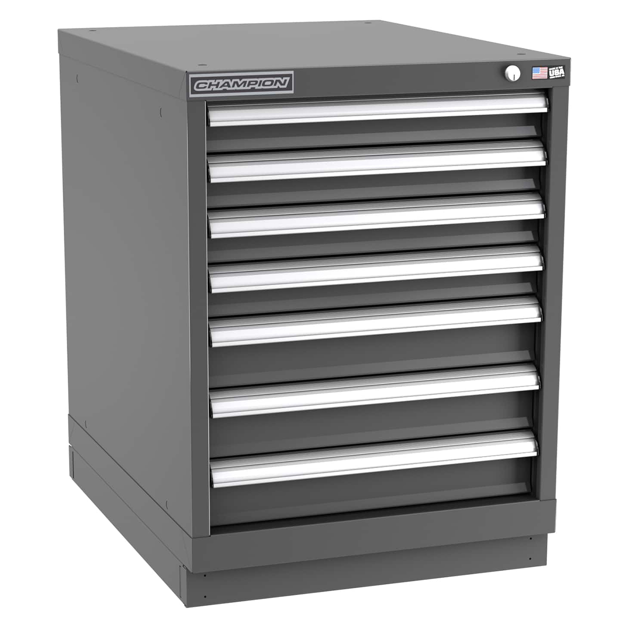 Champion Tool Storage NW1200-0701-ILC-FTB-DG | 22-3/16" Width x 29-7/8" Height x 28-1/2" Depth 7 Drawer 77 Compartments Powder Coated Steel Modular Drawer Cabinet - Dark Gray