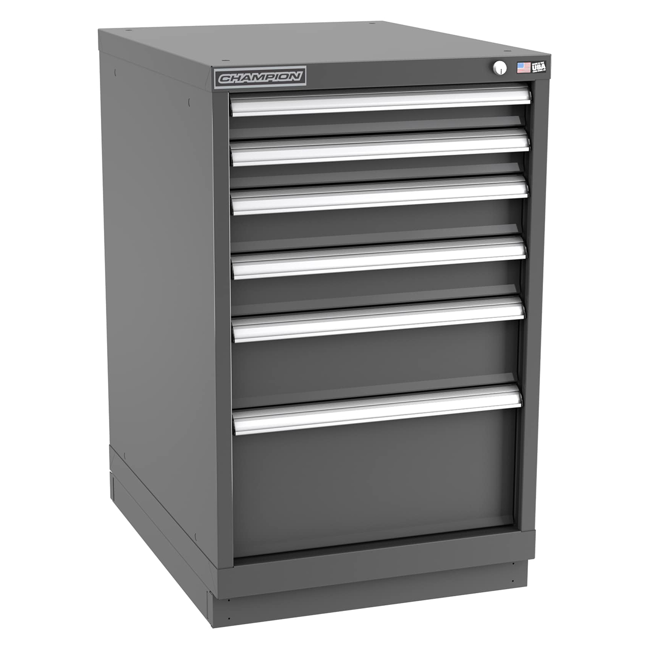 Champion Tool Storage NW1500-0601-ILC-FTB-DG | 22-3/16" Width x 35-7/8" Height x 28-1/2" Depth 6 Drawer 58 Compartments Powder Coated Steel Modular Drawer Cabinet - Dark Gray
