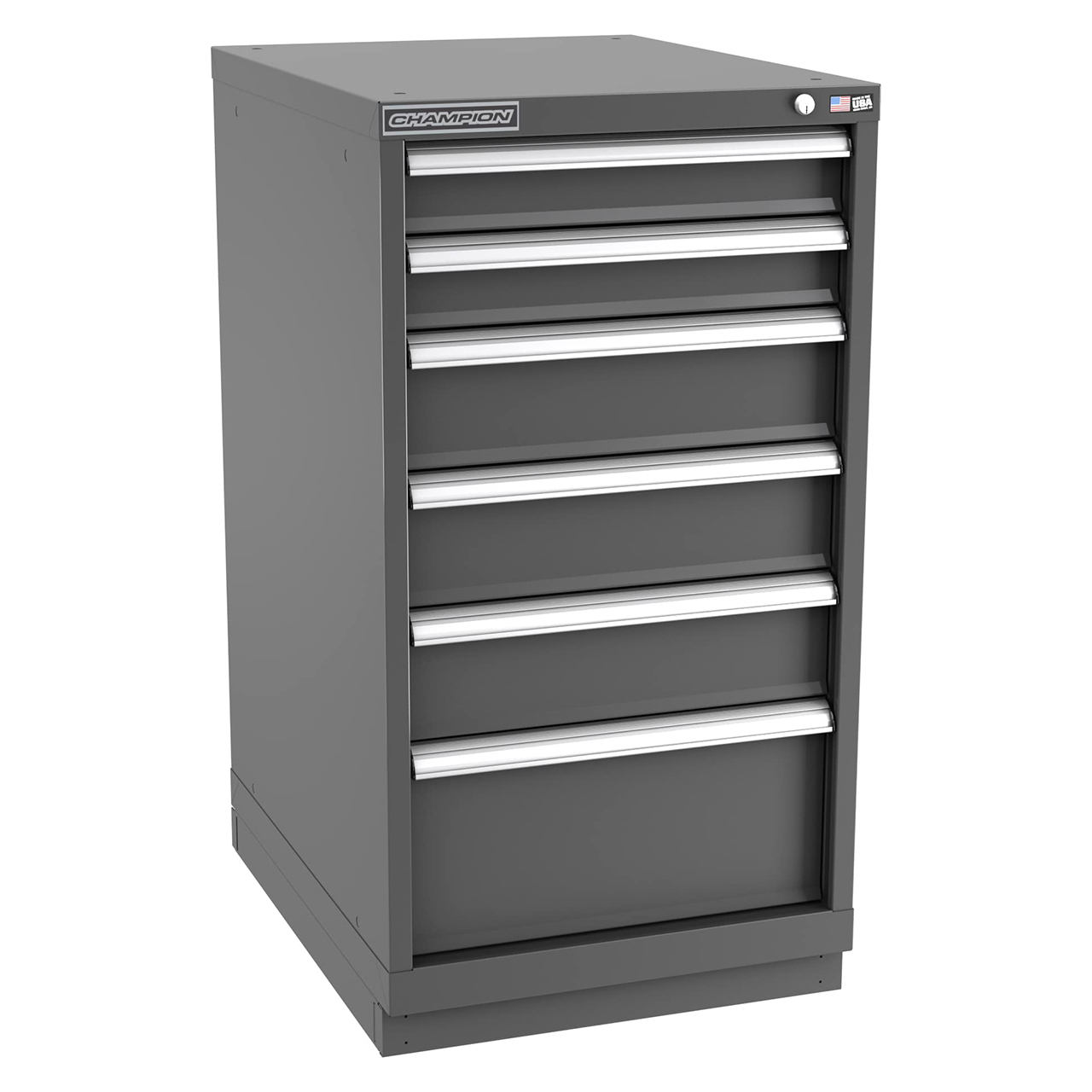 Champion Tool Storage NW1800-0601-ILC-FTB-DG | 22-3/16" Width x 41-3/4" Height x 28-1/2" Depth 6 Drawer 46 Compartments Powder Coated Steel Modular Drawer Cabinet - Dark Gray