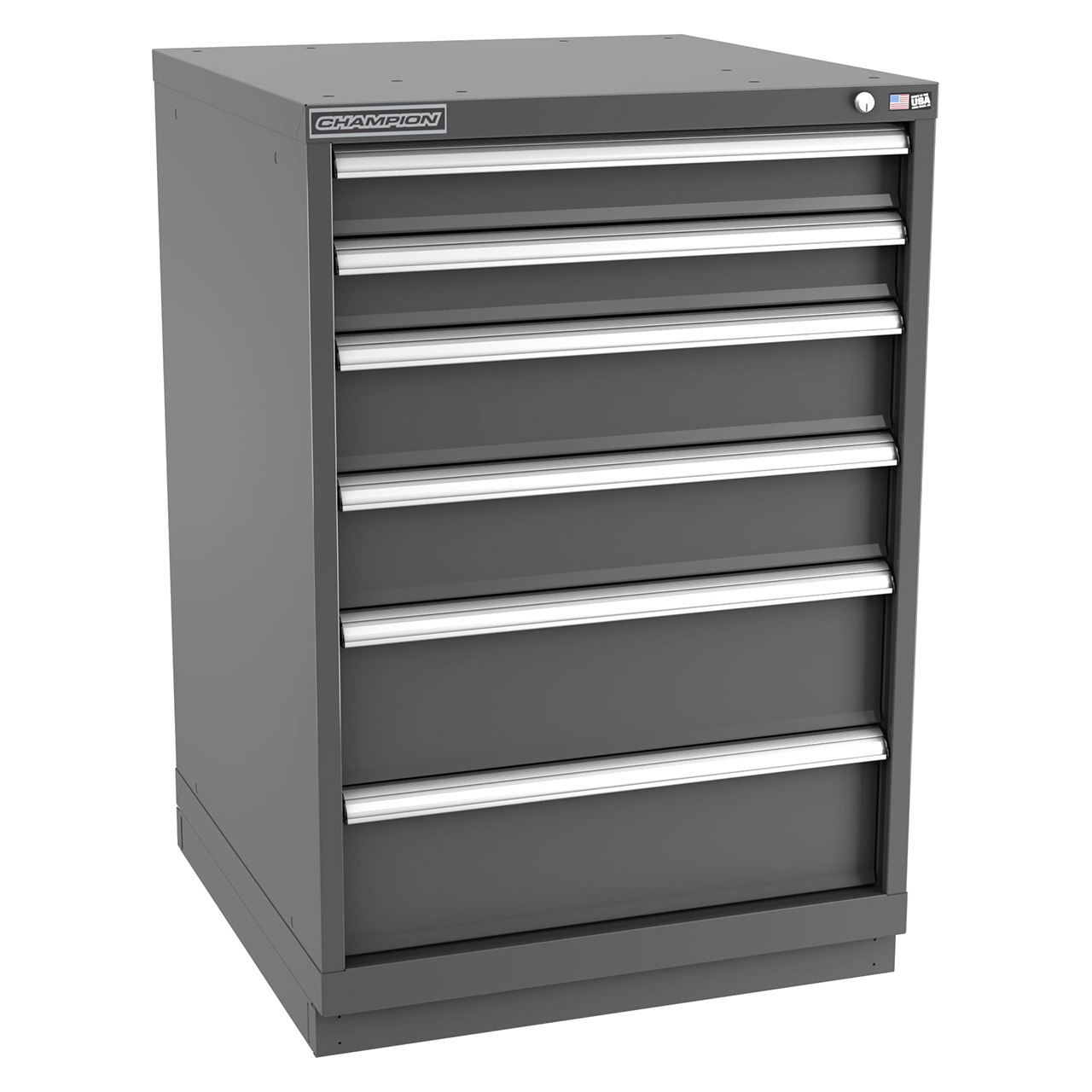Champion Tool Storage SW1800-0602-ILC-FTB-DG | 28-1/4" Width x 41-3/4" Height x 28-1/2" Depth 6 Drawer 74 Compartments Powder Coated Steel Modular Drawer Cabinet - Dark Gray