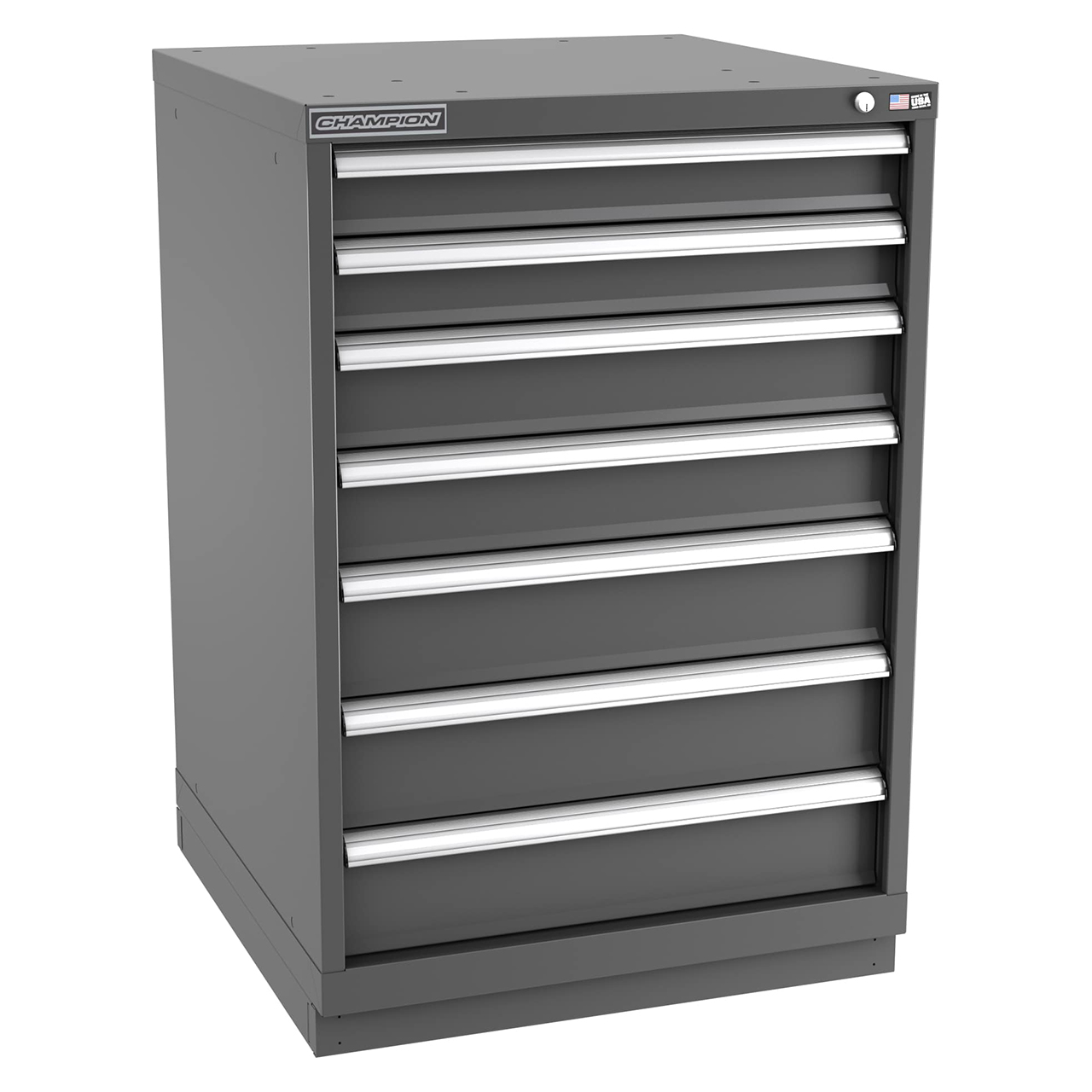 Champion Tool Storage SW1800-0702-ILC-FTB-DG | 28-1/4" Width x 41-3/4" Height x 28-1/2" Depth 7 Drawer 136 Compartments Powder Coated Steel Modular Drawer Cabinet - Dark Gray