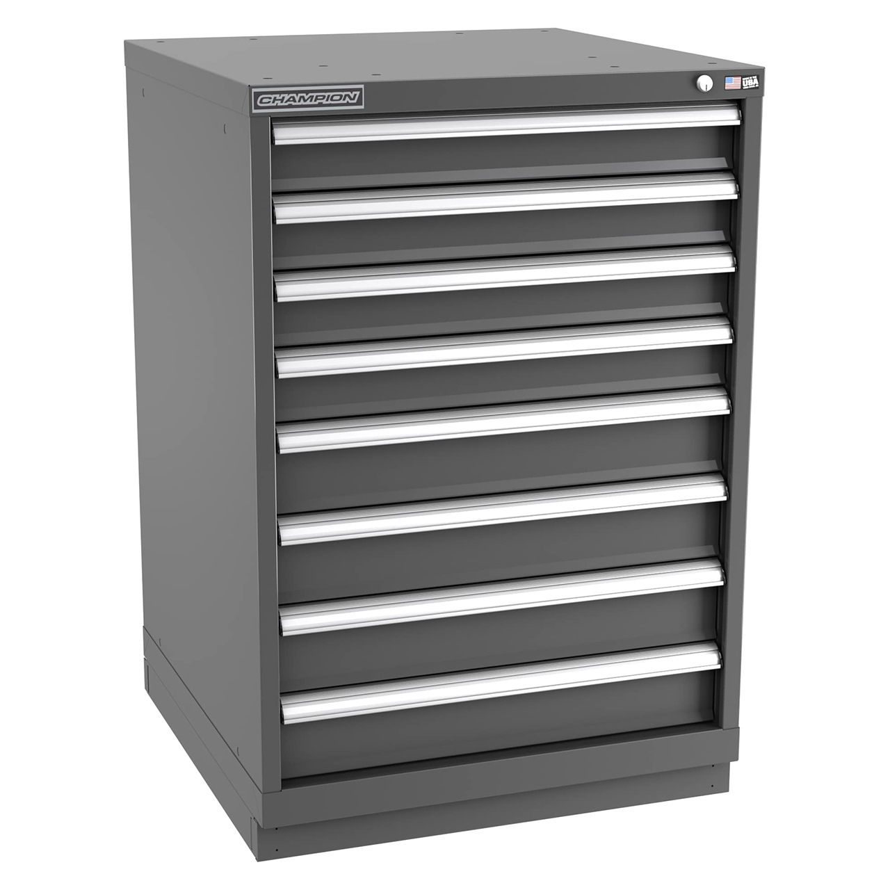 Champion Tool Storage SW1800-0802-ILC-FTB-DG | 28-1/4" Width x 41-3/4" Height x 28-1/2" Depth 8 Drawer 168 Compartments Powder Coated Steel Modular Drawer Cabinet - Dark Gray
