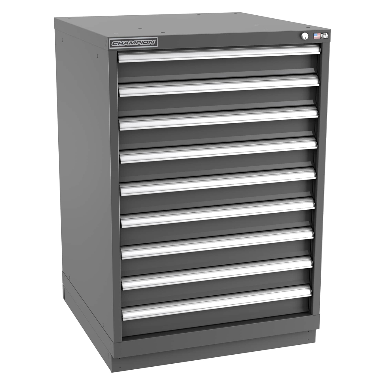 Champion Tool Storage SW1800-0902-ILC-FTB-DG | 28-1/4" Width x 41-3/4" Height x 28-1/2" Depth 9 Drawer 180 Compartments Powder Coated Steel Modular Drawer Cabinet - Dark Gray
