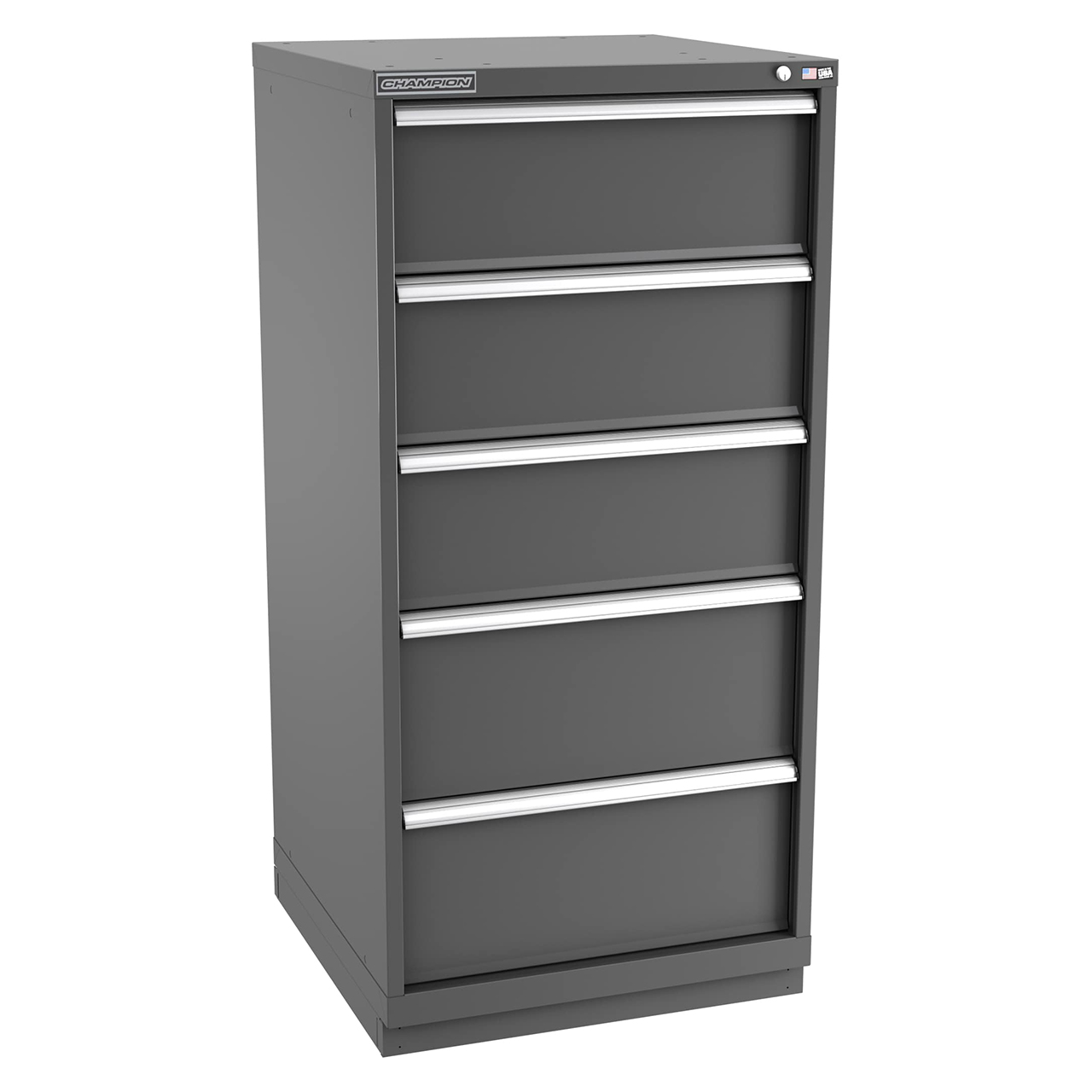 Champion Tool Storage SW2700-0501-ILC-FTB-DG | 28-1/4" Width x 59-1/2" Height x 28-1/2" Depth 5 Drawer 20 Compartments Powder Coated Steel Modular Drawer Cabinet - Dark Gray