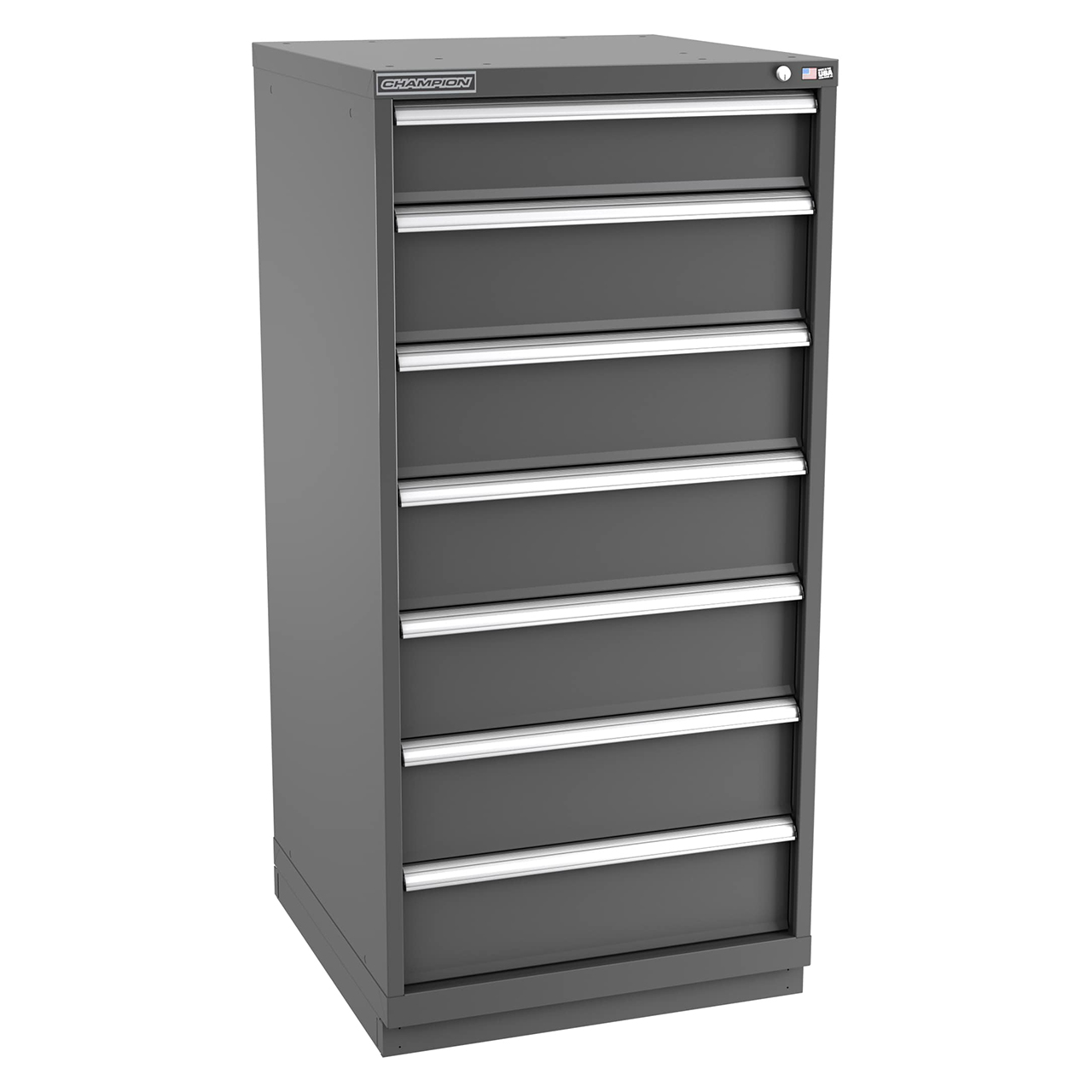 Champion Tool Storage SW2700-0702-ILC-FTB-DG | 28-1/4" Width x 59-1/2" Height x 28-1/2" Depth 7 Drawer 67 Compartments Powder Coated Steel Modular Drawer Cabinet - Dark Gray