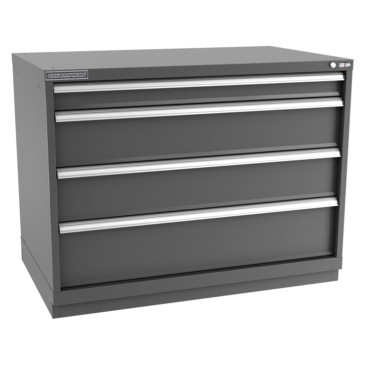 Champion Tool Storage EW1500-0402-ILC-FTB-DG | 47" Width x 35-7/8" Height x 28-1/2" Depth 4 Drawer 104 Compartments Powder Coated Steel Modular Drawer Cabinet - Dark Gray