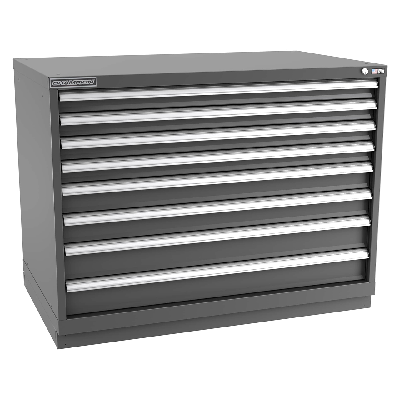 Champion Tool Storage EW1500-0802-ILC-FTB-DG | 47" Width x 35-7/8" Height x 28-1/2" Depth 8 Drawer 264 Compartments Powder Coated Steel Modular Drawer Cabinet - Dark Gray