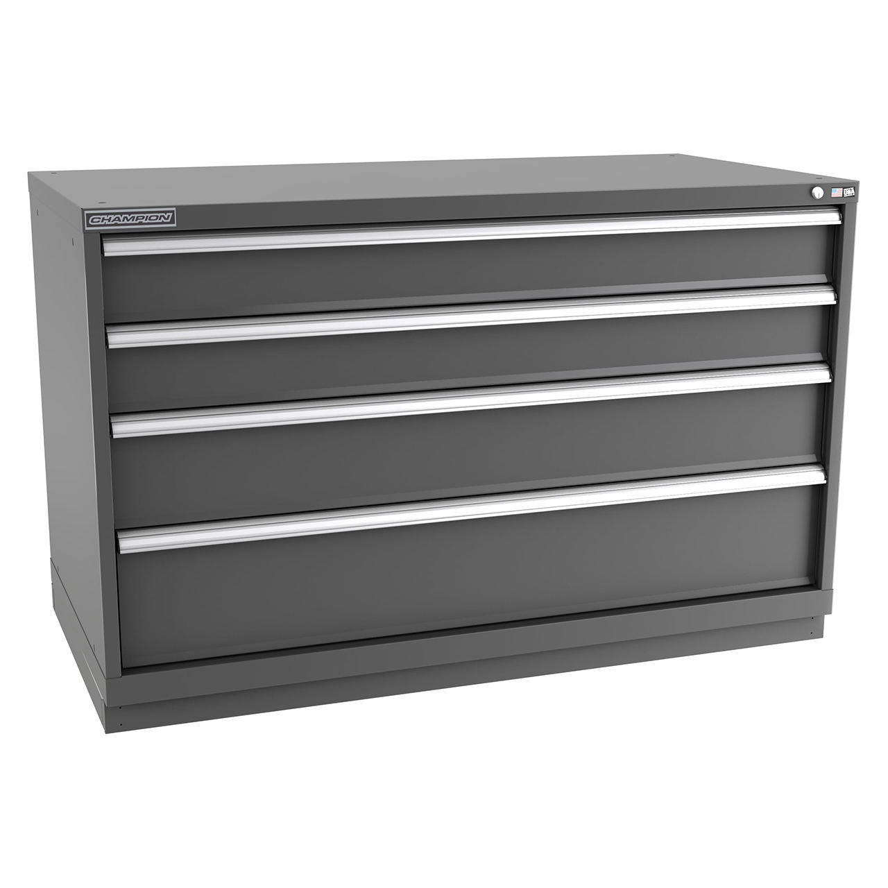 Champion Tool Storage DW1500-0401-ILC-FTB-DG | 56-1/2" Width x 35-7/8" Height x 28-1/2" Depth 4 Drawer 78 Compartments Powder Coated Steel Modular Drawer Cabinet - Dark Gray