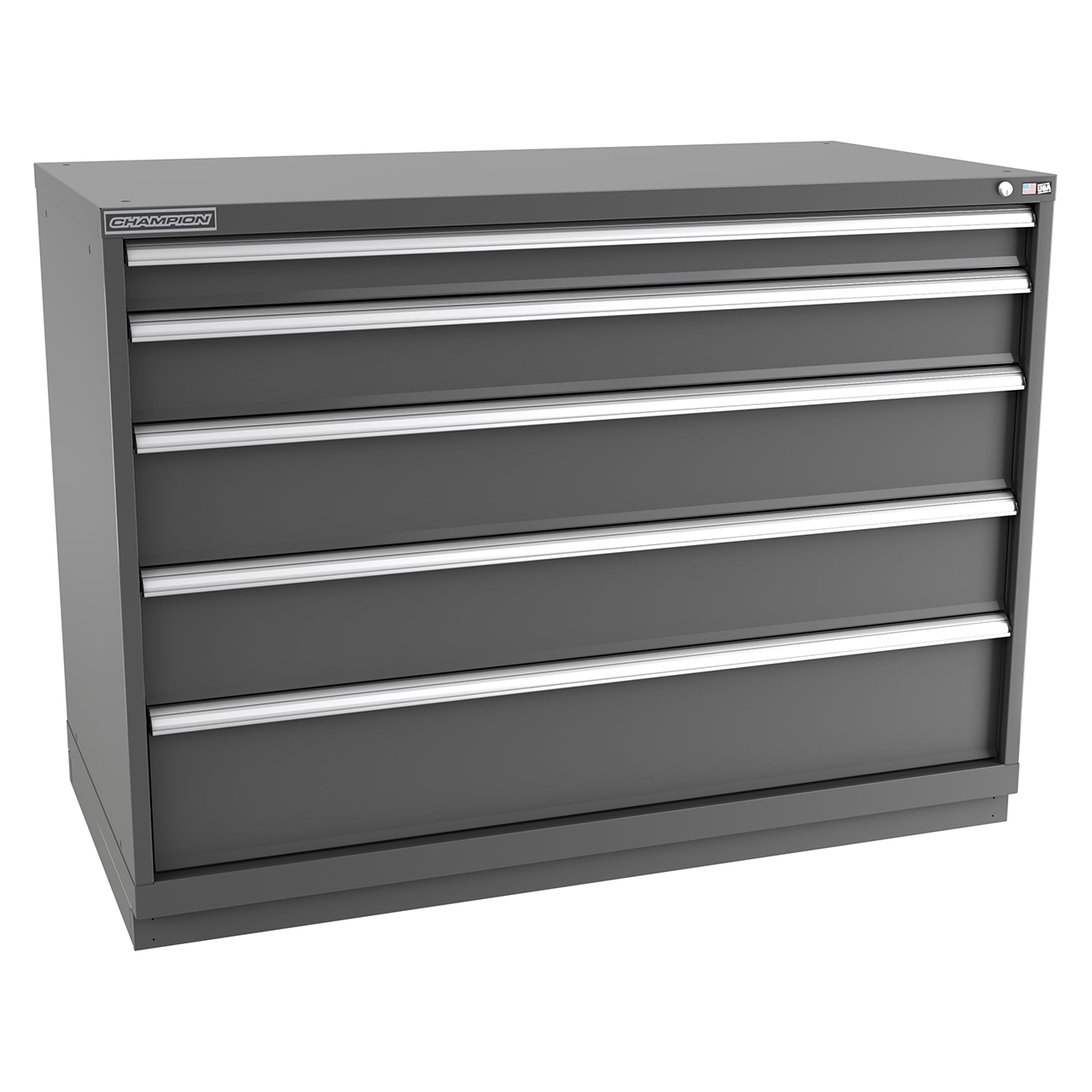 Champion Tool Storage DW1800-0501-ILC-FTB-DG | 56-1/2" Width x 41-3/4" Height x 28-1/2" Depth 5 Drawer 94 Compartments Powder Coated Steel Modular Drawer Cabinet - Dark Gray