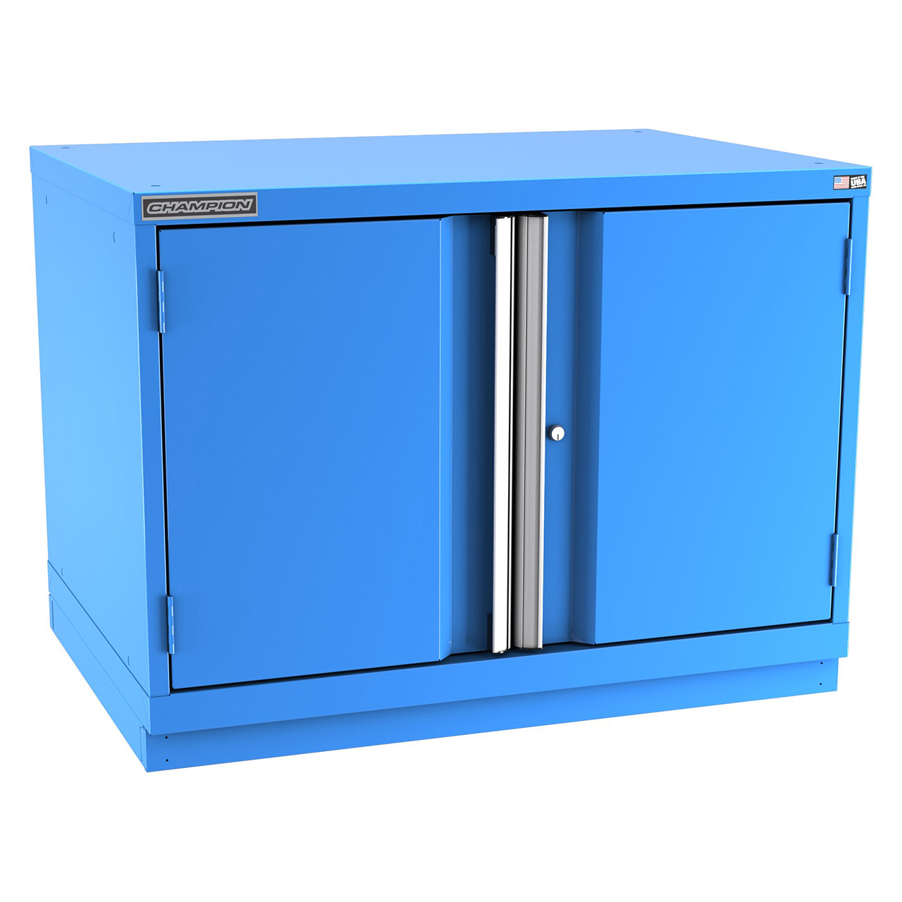 Champion Tool Storage SWP1200-2FDIL-FTB-BB | 40-1/4" Width x 29-7/8" Height x 28-1/2" Depth 2 Door 1 Shelf Powder Coated Steel Modular Flush Door Cabinet with Shelf - Bright Blue