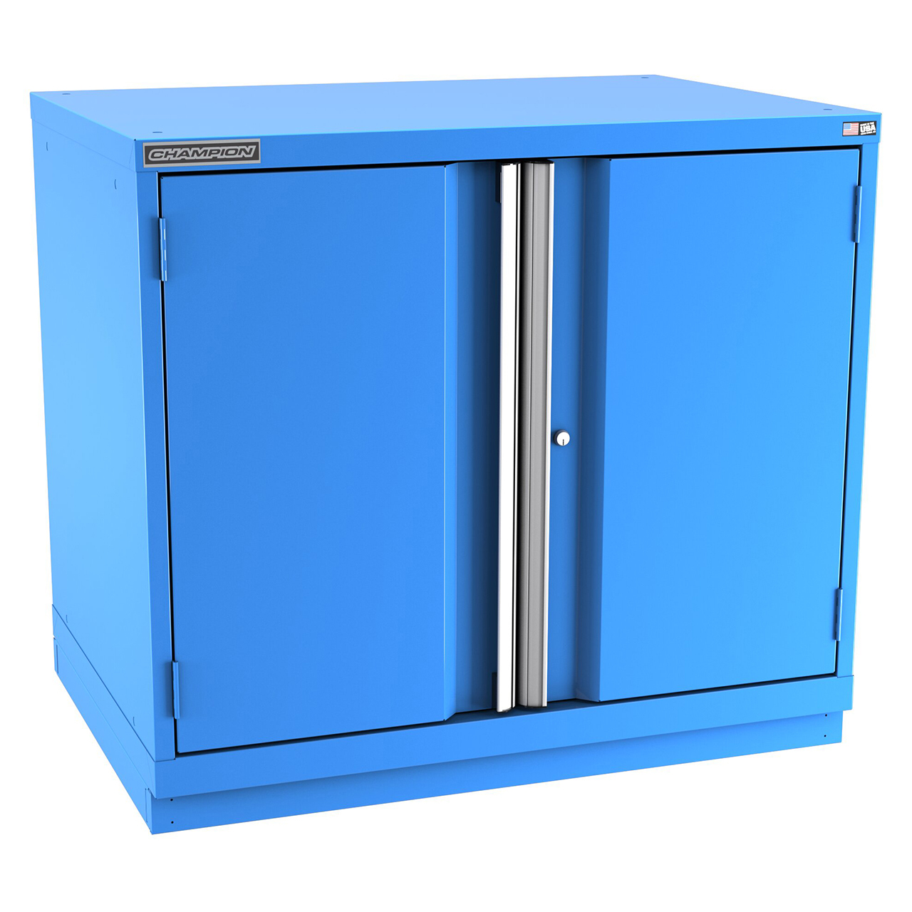 Champion Tool Storage SWP1500-2FDIL-FTB-BB | 40-1/4" Width x 35-7/8" Height x 28-1/2" Depth 2 Door 1 Shelf Powder Coated Steel Modular Flush Door Cabinet with Shelf - Bright Blue