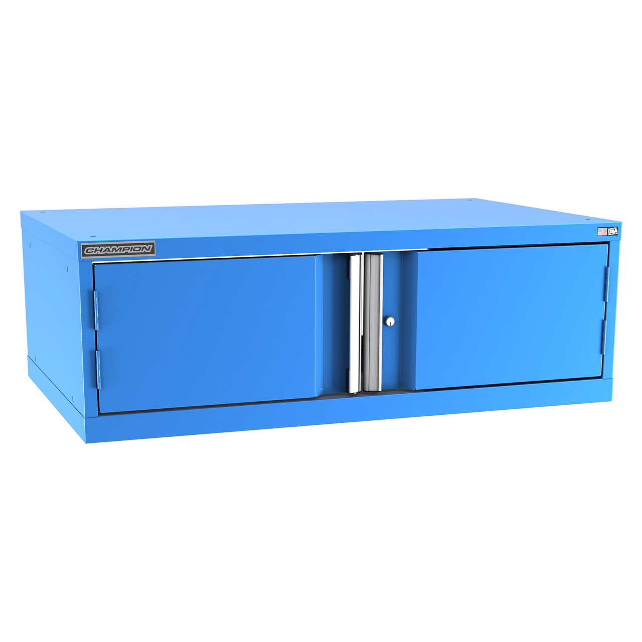Champion Tool Storage EW600-2FDIL-BB | 47" Width x 15-3/4" Height x 28-1/2" Depth 2 Door Powder Coated Steel Modular Flush Door Cabinet with Shelf - Bright Blue