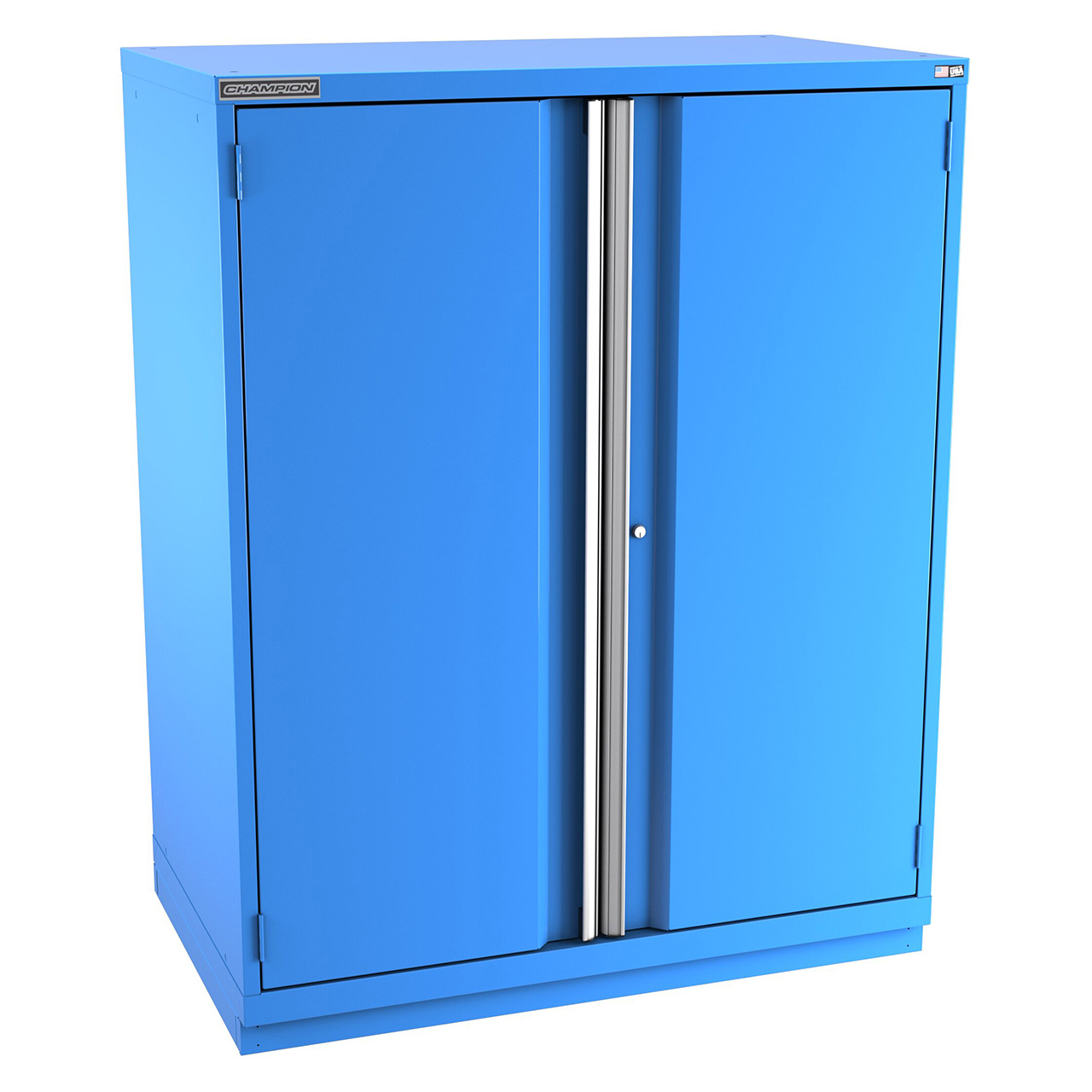 Champion Tool Storage EW2700-2FDIL-FTB-BB | 47" Width x 59-1/2" Height x 28-1/2" Depth 2 Door 3 Shelves Powder Coated Steel Modular Flush Door Cabinet with Shelf - Bright Blue