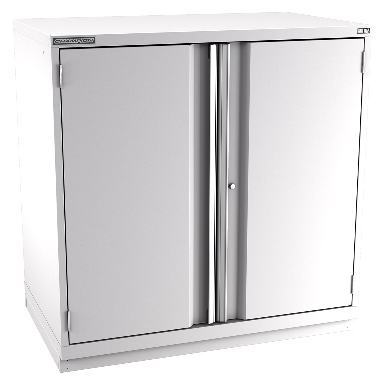 Champion Tool Storage EW2100-2FDIL-FTB-LG | 47" Width x 45-1/4" Height x 28-1/2" Depth 2 Door 2 Shelves Powder Coated Steel Modular Flush Door Cabinet with Shelf - Light Gray