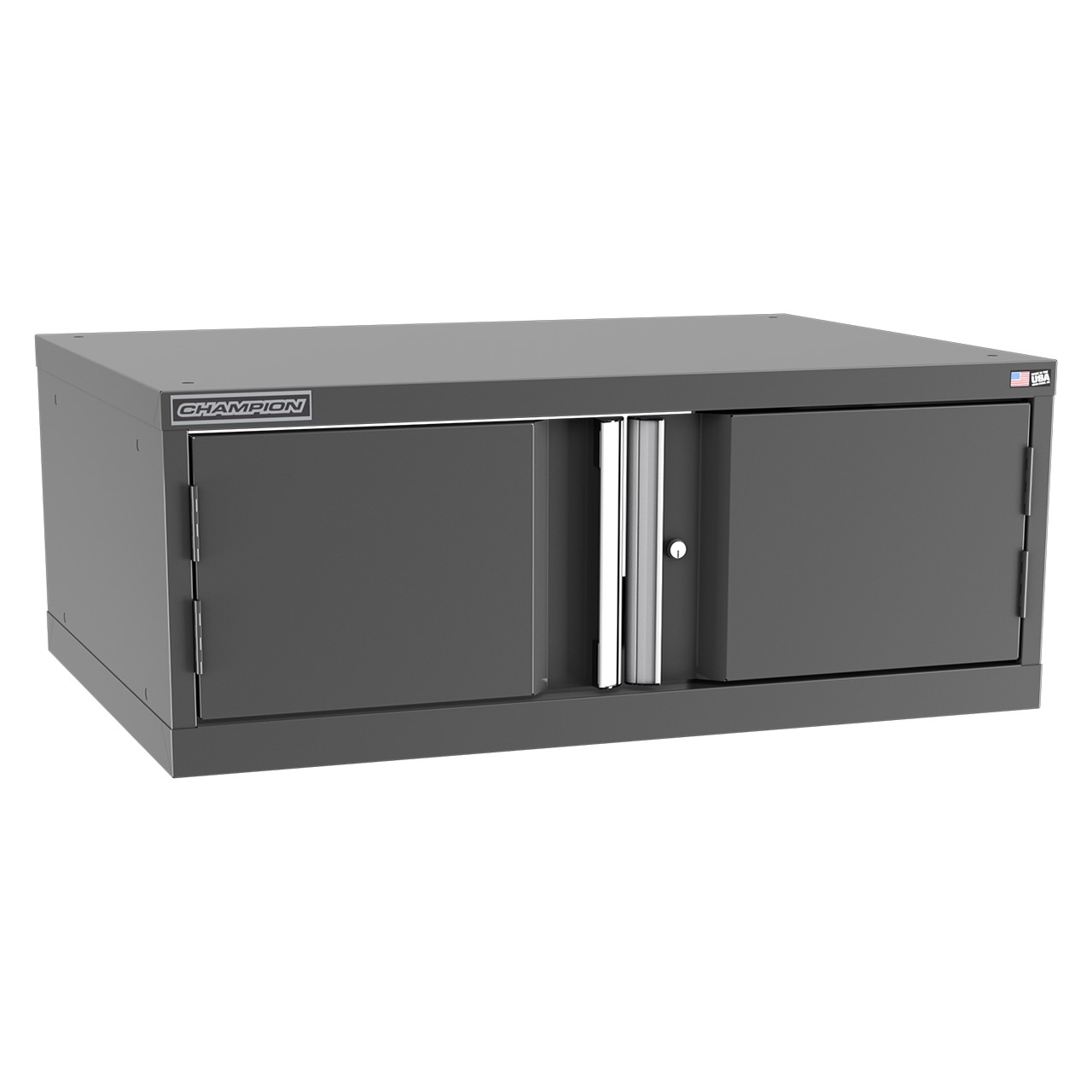 Champion Tool Storage SWP600-2FDIL-DG | 40-1/4" Width x 15-3/4" Height x 28-1/2" Depth 2 Door Powder Coated Steel Modular Flush Door Cabinet with Shelf - Dark Gray