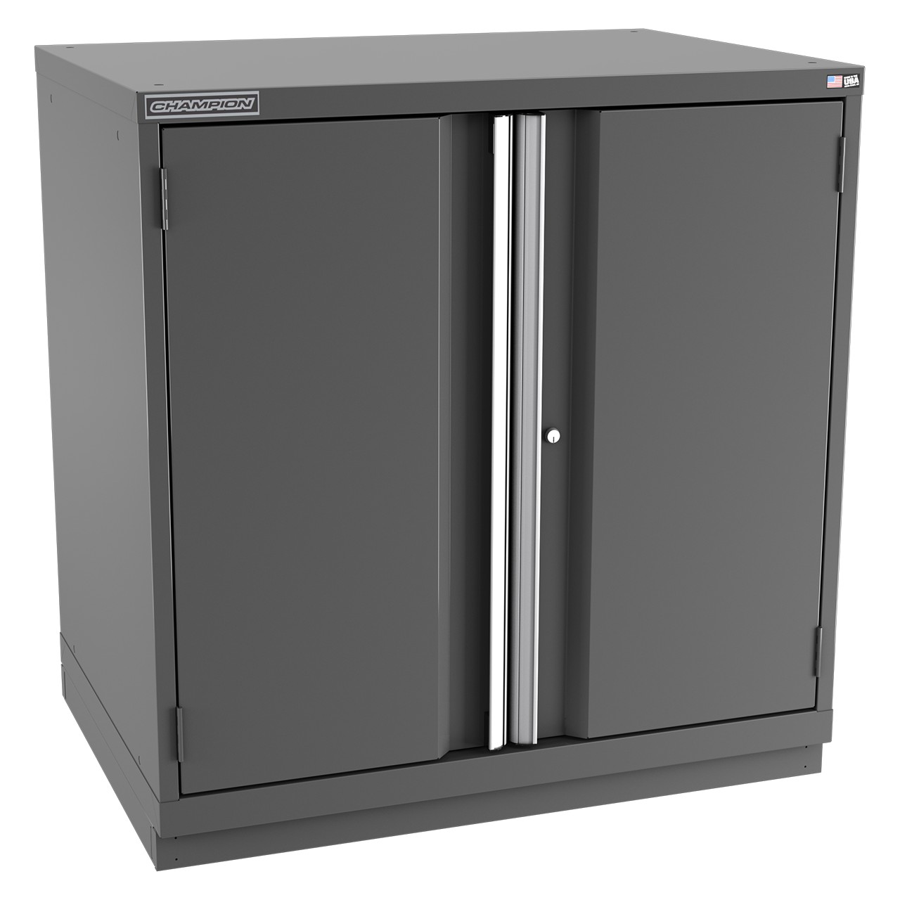 Champion Tool Storage SWP1800-2FDIL-FTB-DG | 40-1/4" Width x 41-3/4" Height x 28-1/2" Depth 2 Door 2 Shelves Powder Coated Steel Modular Flush Door Cabinet with Shelf - Dark Gray