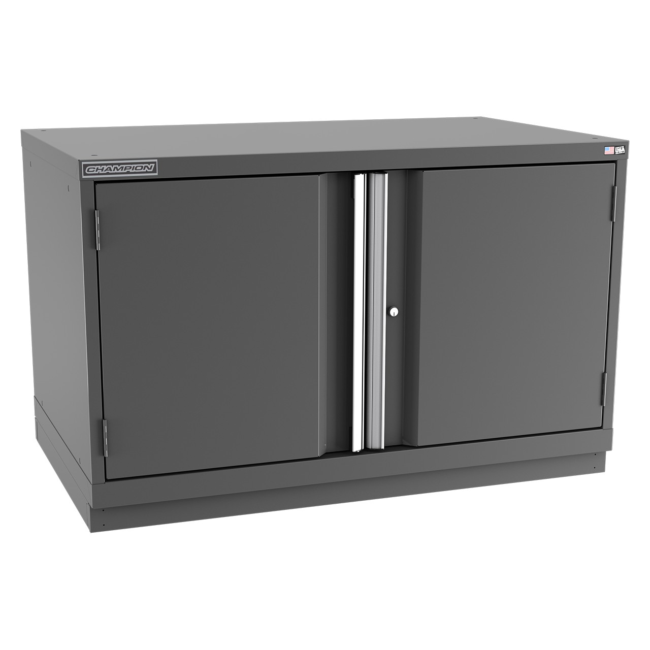 Champion Tool Storage EW1200-2FDIL-FTB-DG | 47" Width x 29-7/8" Height x 28-1/2" Depth 2 Door 1 Shelf Powder Coated Steel Modular Flush Door Cabinet with Shelf - Dark Gray