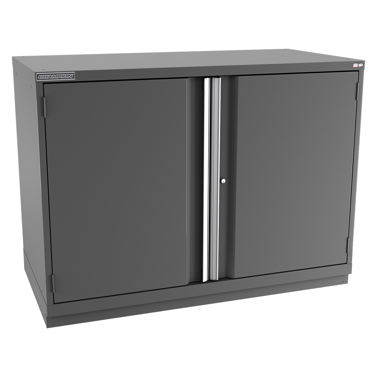Champion Tool Storage DW1800-2FDIL-FTB-DG | 56-1/2" Width x 41-3/4" Height x 28-1/2" Depth 2 Door 2 Shelves Powder Coated Steel Modular Flush Door Cabinet with Shelf - Dark Gray