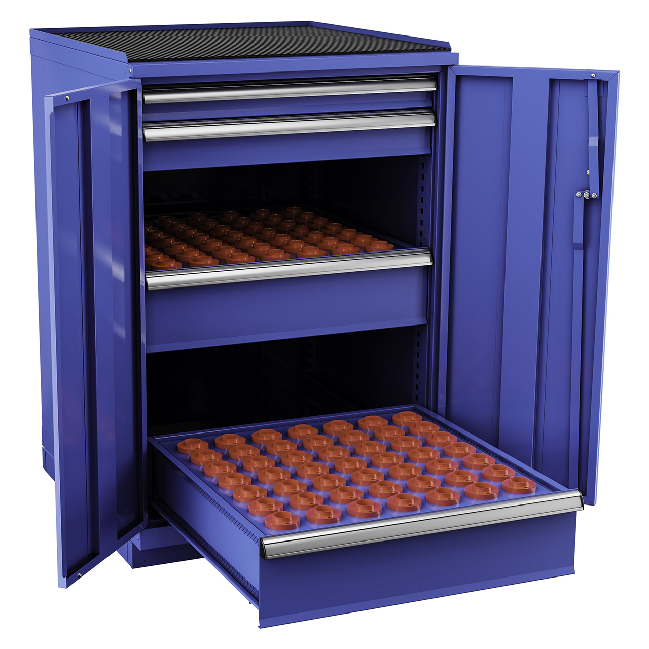 Champion Tool Storage SW180030-FTB-BB | 28-1/4" Width x 41-3/4" Height x 28-1/2" Depth 2 Door Powder Coated Steel CNC Storage Cabinet - Bright Blue