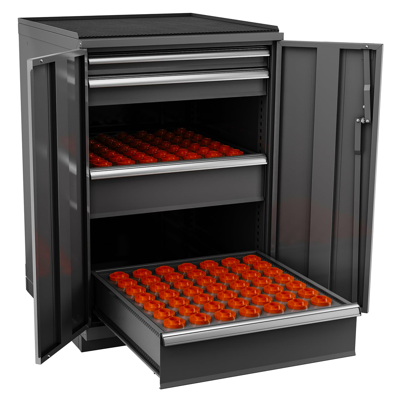 Champion Tool Storage SW180030-FTB-DG | 28-1/4" Width x 41-3/4" Height x 28-1/2" Depth 2 Door Powder Coated Steel CNC Storage Cabinet - Dark Gray