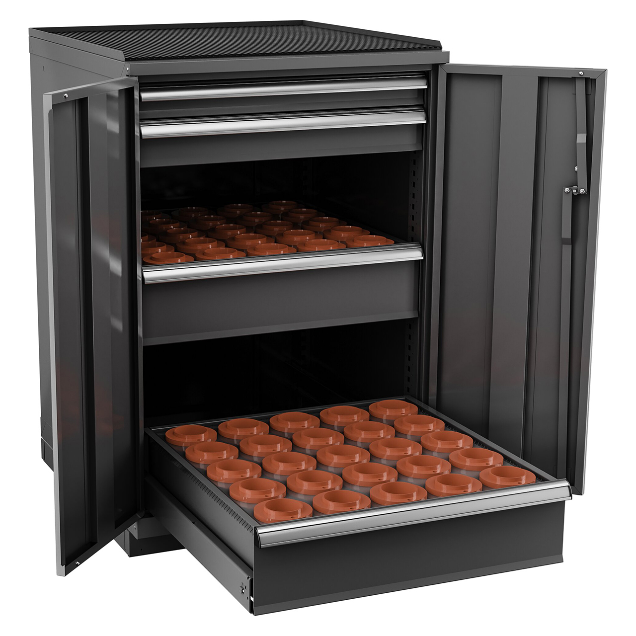 Champion Tool Storage SW180050-FTB-DG | 28-1/4" Width x 41-3/4" Height x 28-1/2" Depth 2 Door Powder Coated Steel CNC Storage Cabinet - Dark Gray