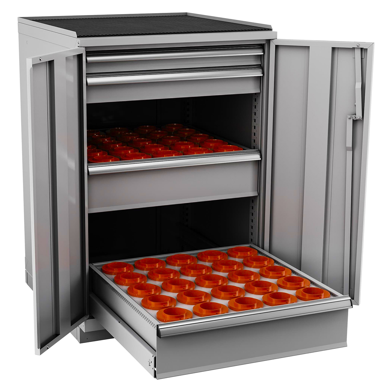 Champion Tool Storage SW180050-FTB-LG | 28-1/4" Width x 41-3/4" Height x 28-1/2" Depth 2 Door Powder Coated Steel CNC Storage Cabinet - Light Gray