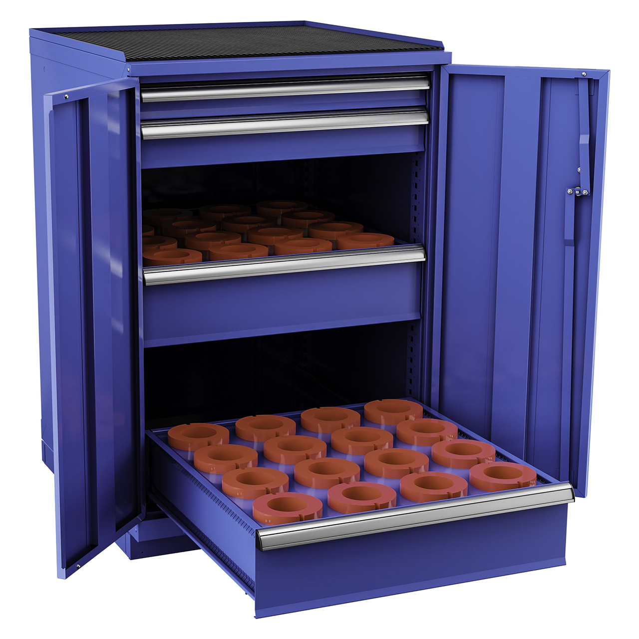 Champion Tool Storage SW1800H100-FTB-BB | 28-1/4" Width x 41-3/4" Height x 28-1/2" Depth 2 Door Powder Coated Steel CNC Storage Cabinet - Bright Blue