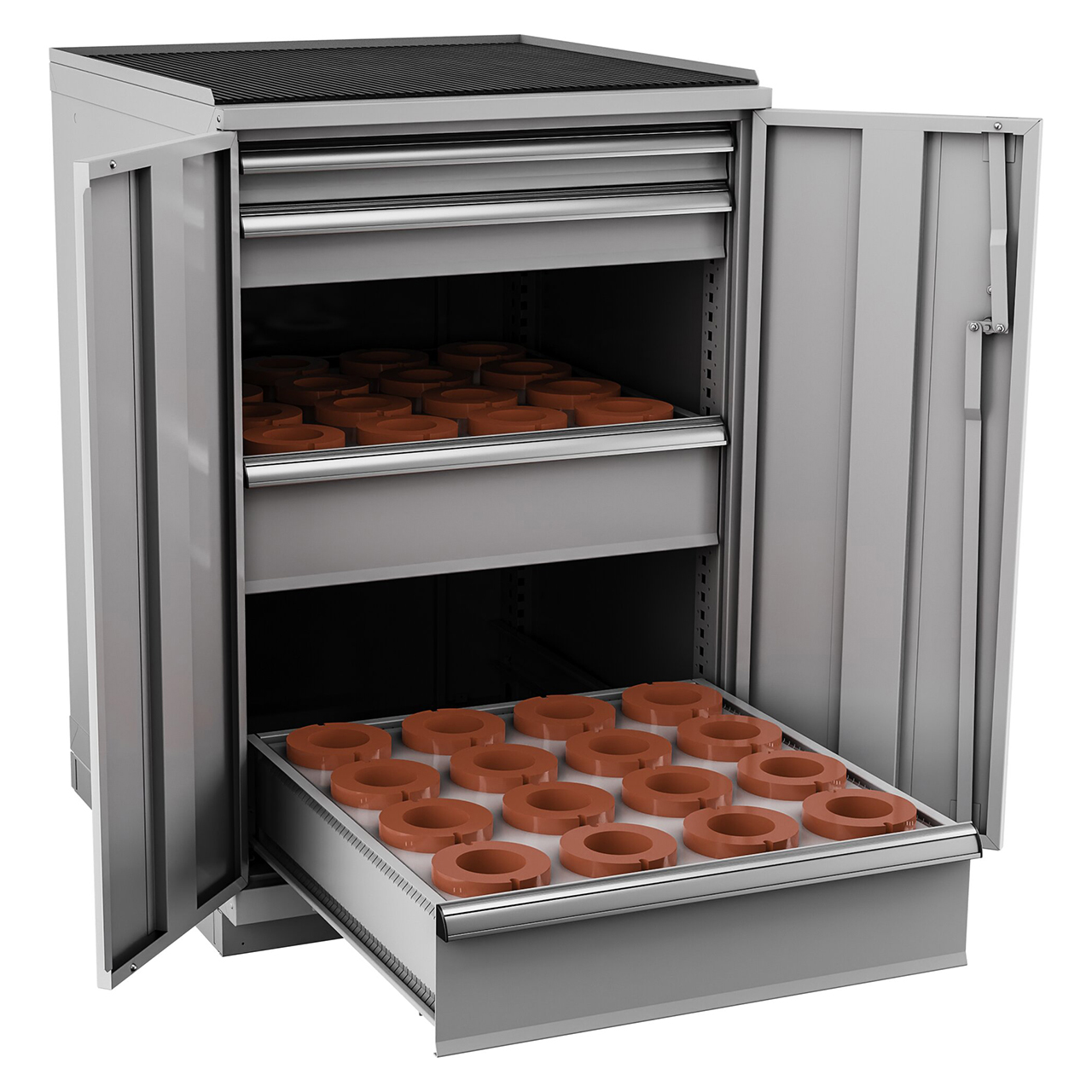 Champion Tool Storage SW1800H100-FTB-LG | 28-1/4" Width x 41-3/4" Height x 28-1/2" Depth 2 Door Powder Coated Steel CNC Storage Cabinet - Light Gray