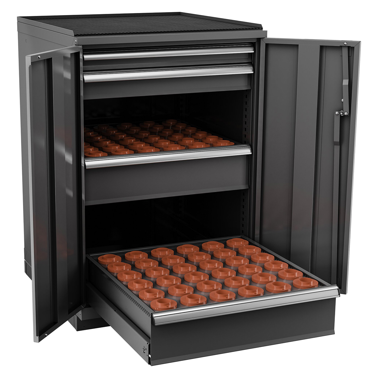 Champion Tool Storage SW1800H40-FTB-DG | 28-1/4" Width x 41-3/4" Height x 28-1/2" Depth 2 Door Powder Coated Steel CNC Storage Cabinet - Dark Gray