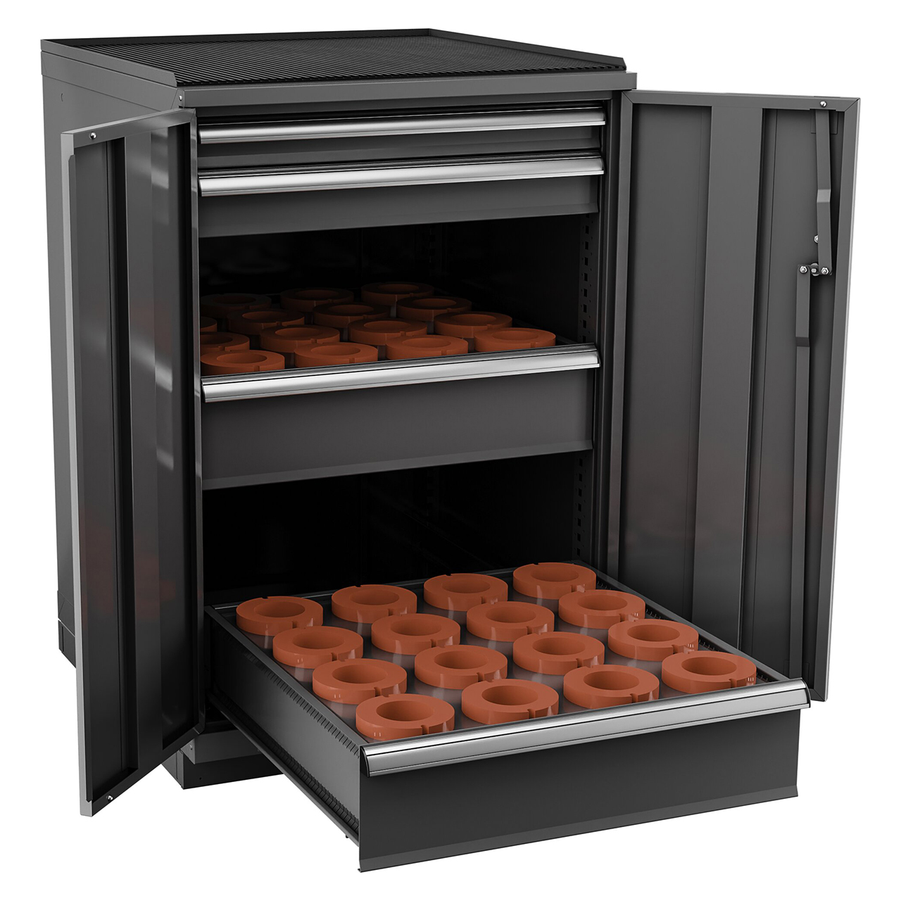 Champion Tool Storage SW1800H80-FTB-DG | 28-1/4" Width x 41-3/4" Height x 28-1/2" Depth 2 Door Powder Coated Steel CNC Storage Cabinet - Dark Gray