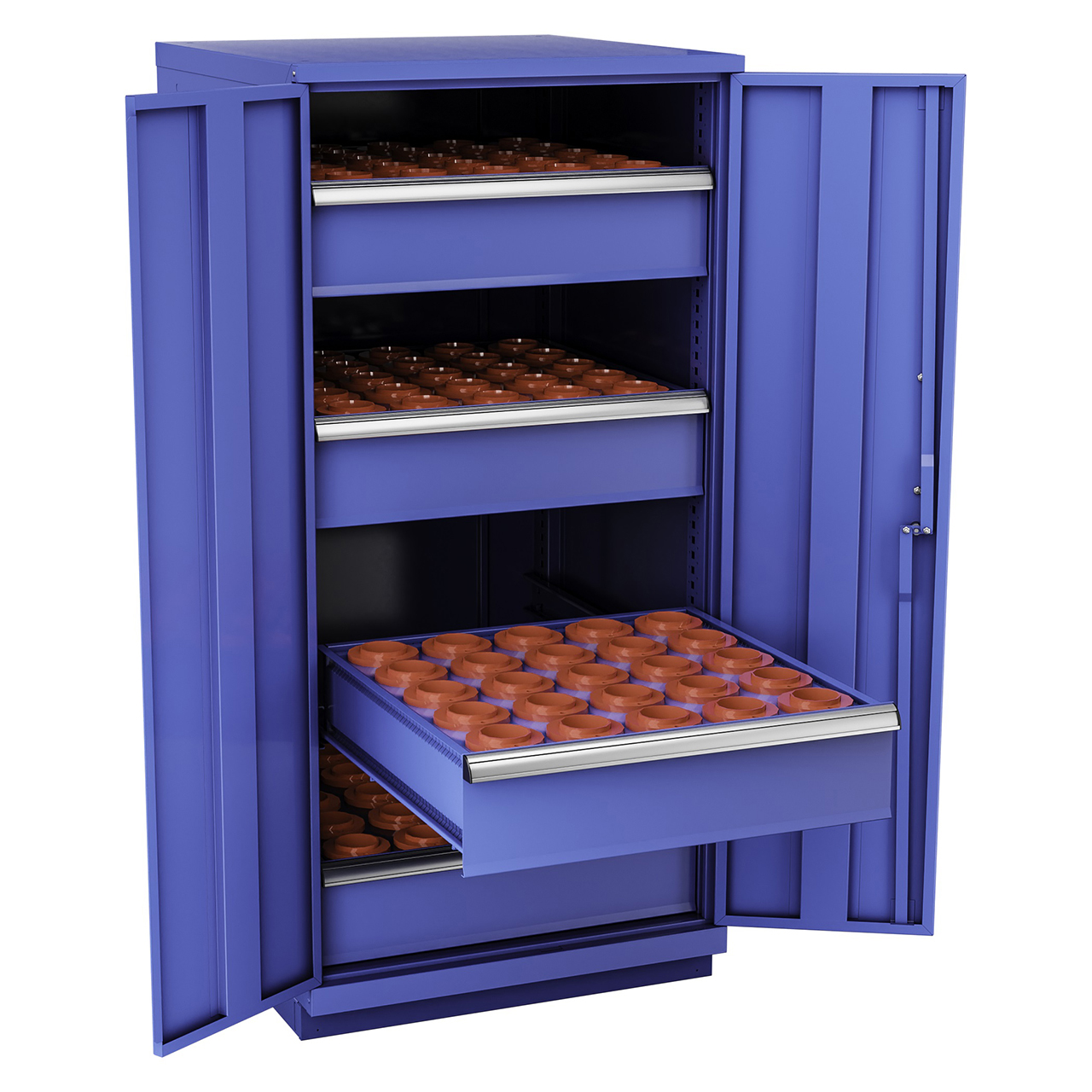 Champion Tool Storage SW270050-FTB-BB | 28-1/4" Width x 59-1/2" Height x 28-1/2" Depth 2 Door Powder Coated Steel CNC Storage Cabinet - Bright Blue